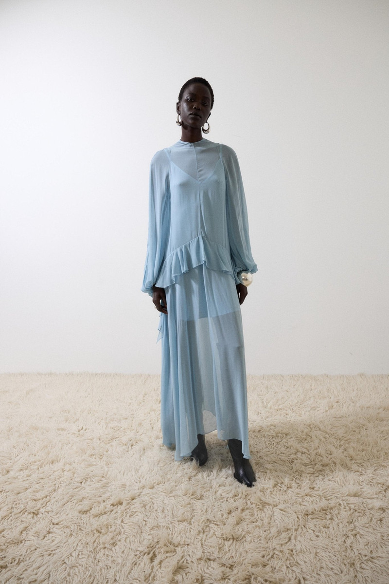TERRAN MAXI DRESS IN SKY GEORGETTE CHIFFON 1