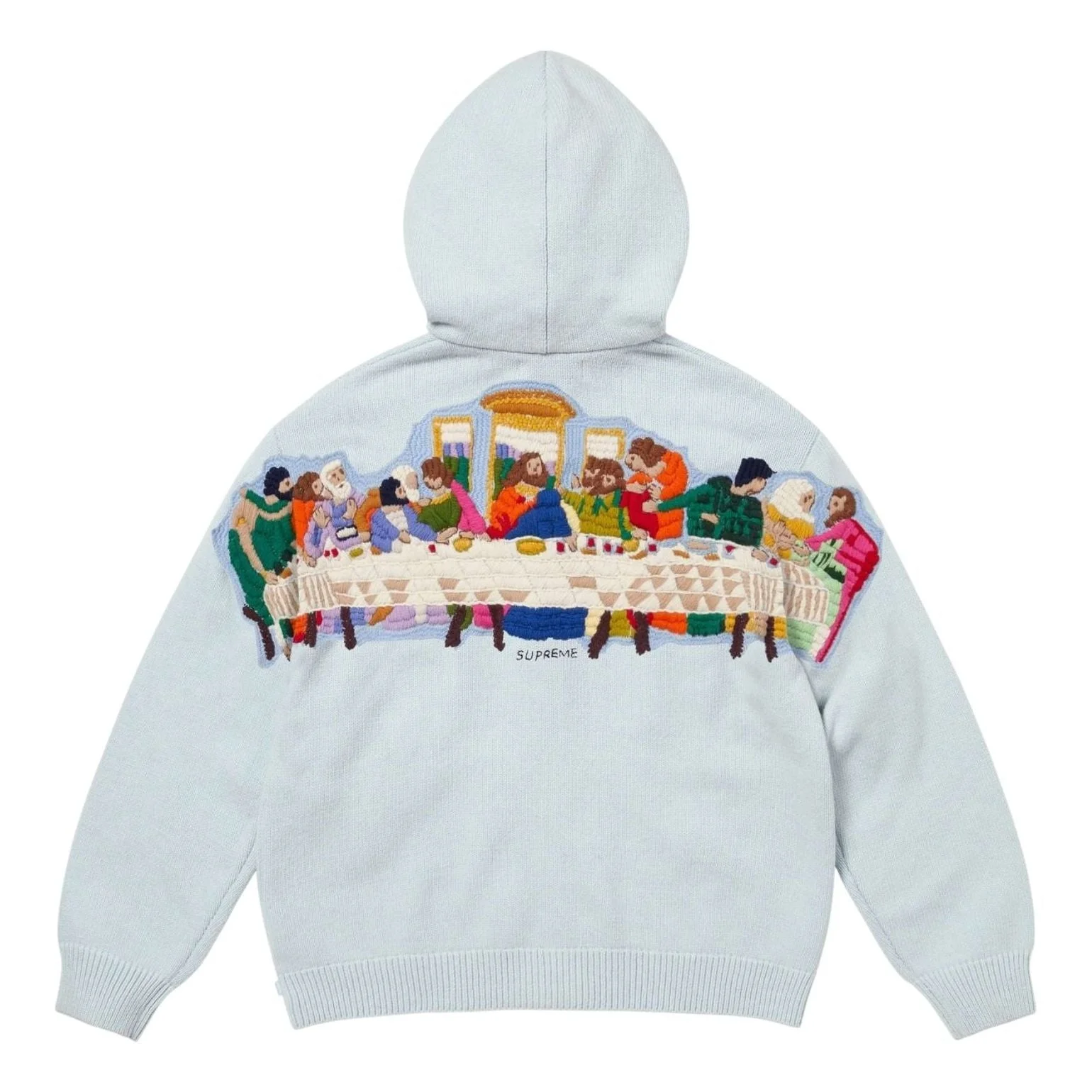 Supreme Last Supper Embroidered Zip Up Hooded Sweater 'Light Blue' SS25SK28-LIGHT-BLUE - 1