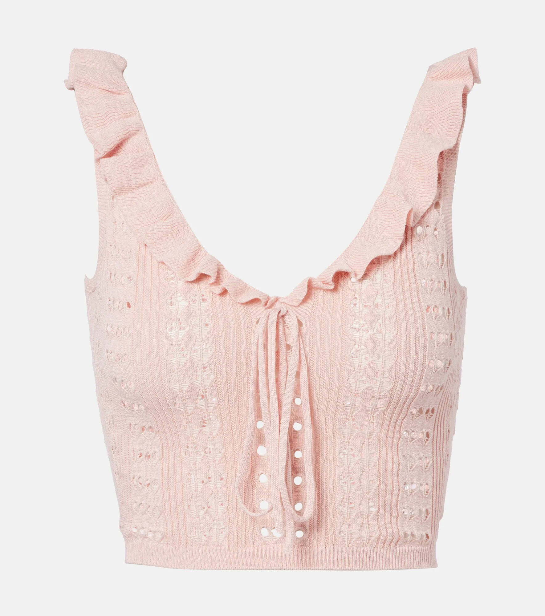 Ruffled pointelle crop top - 1