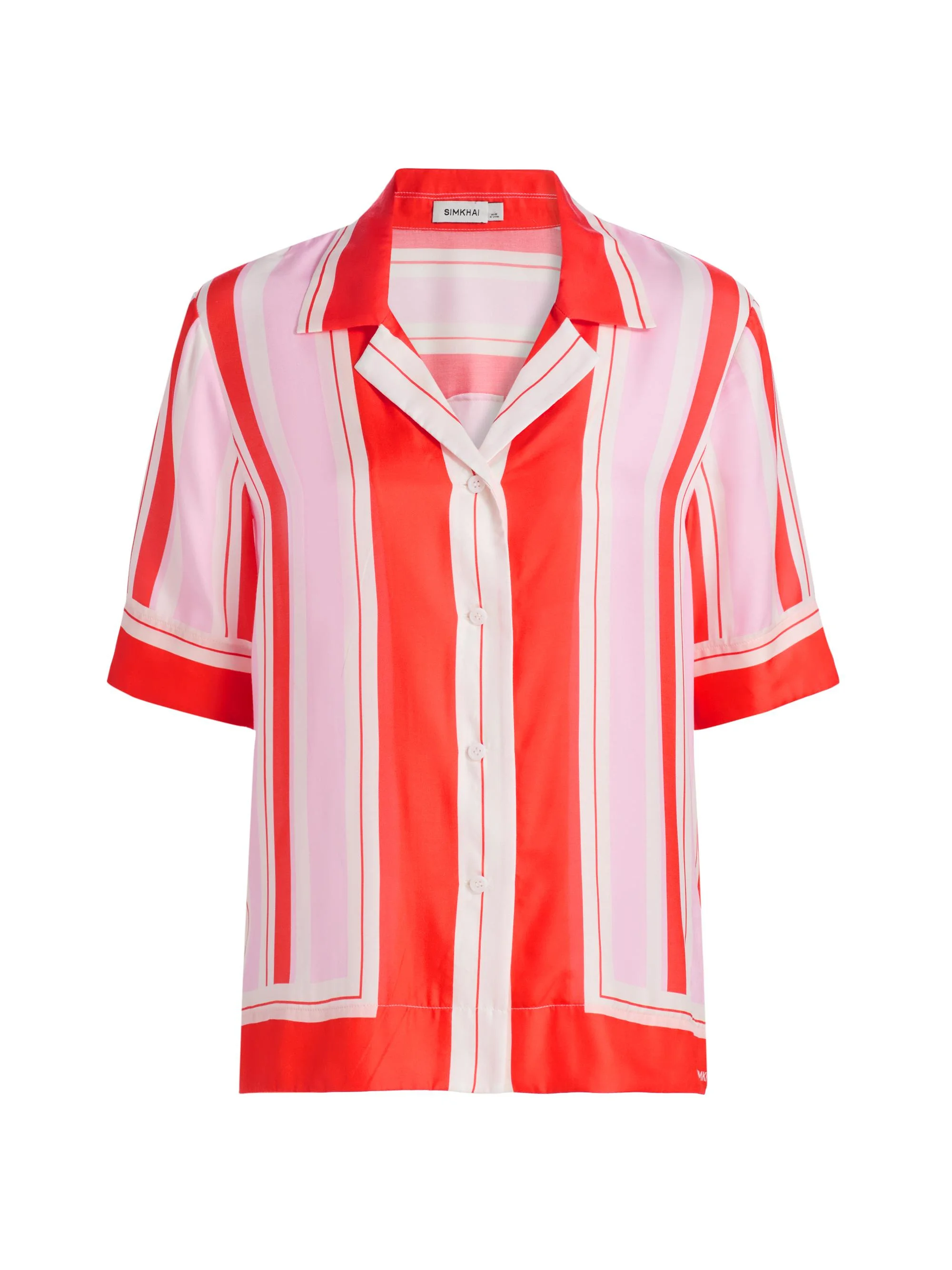 Women's Koda Striped Silk-Blend Short-Sleeve Shirt - Tulip Stripe - 1