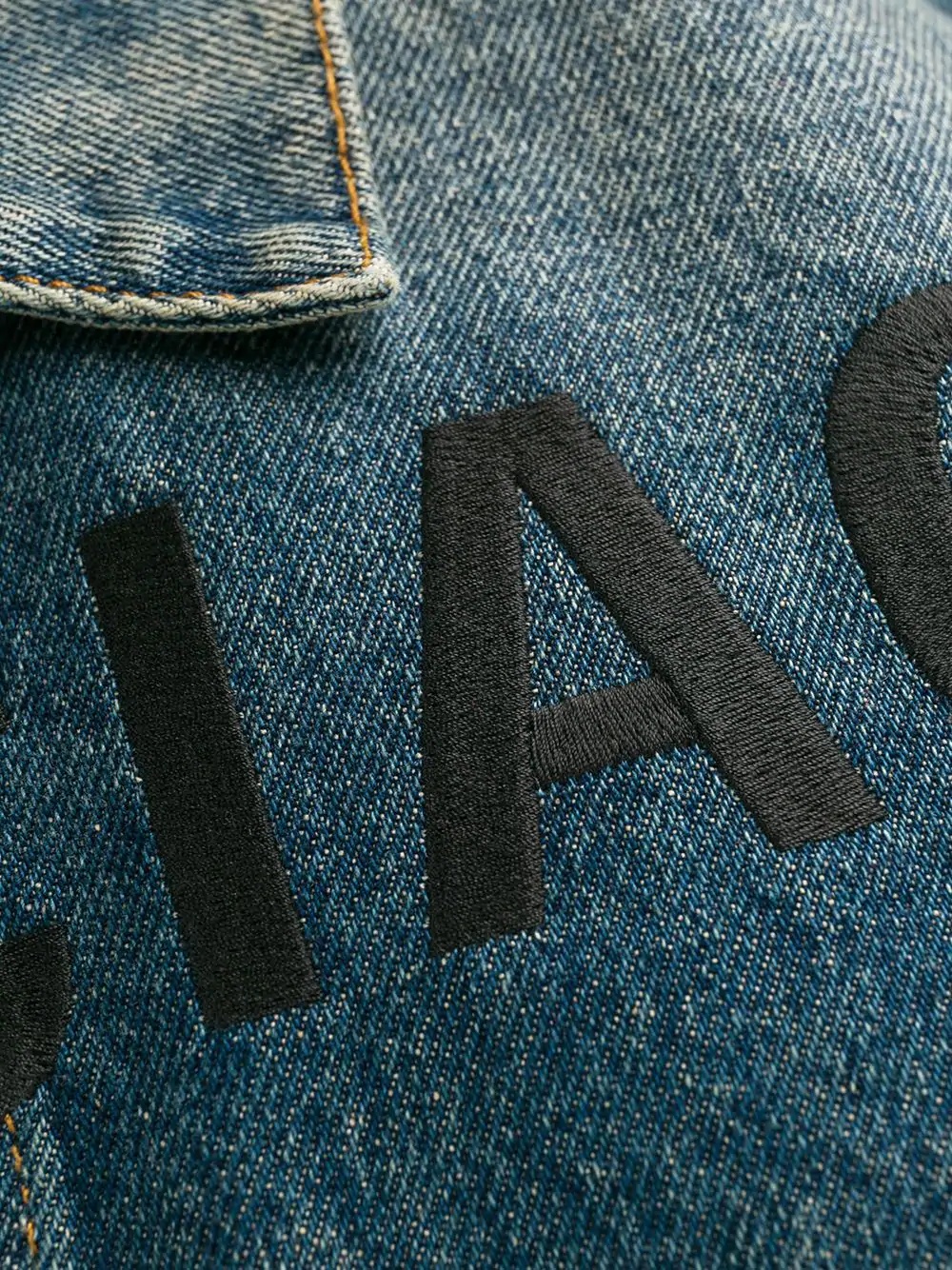 embroidered logo denim jacket - 6