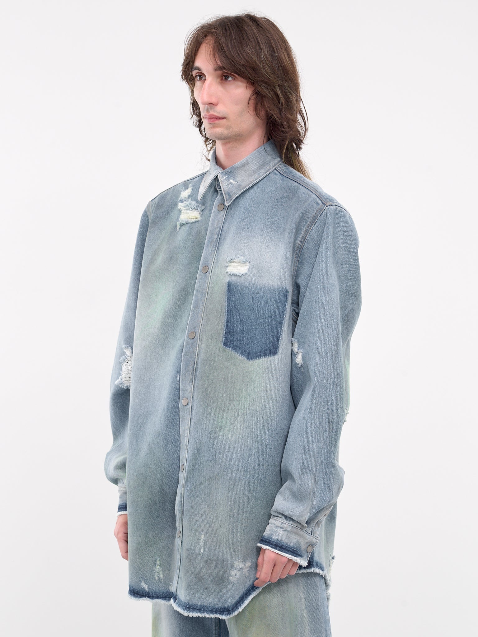 Distressed Denim Shirt - 2