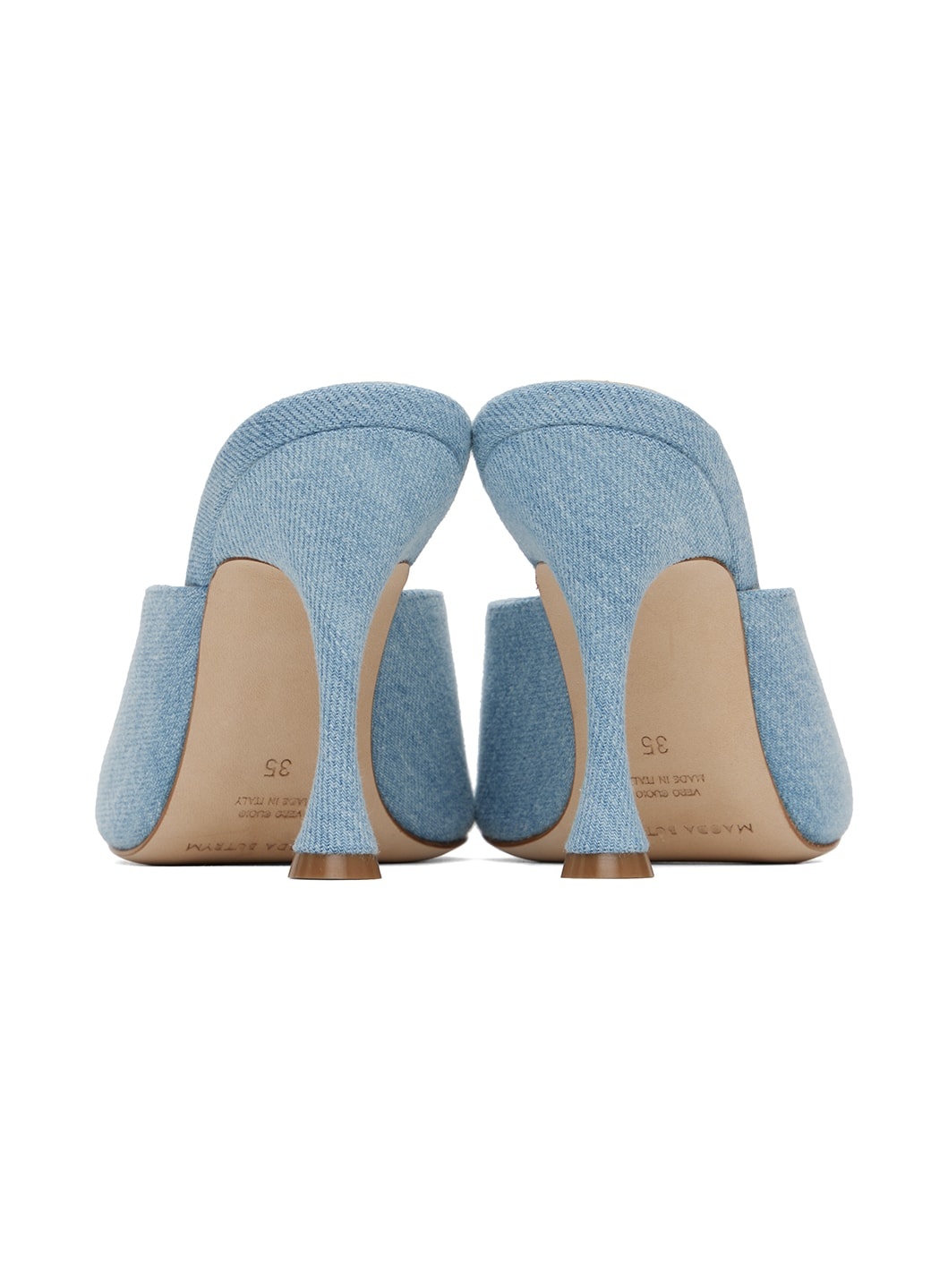 Blue Square Toe Denim Mules - 2