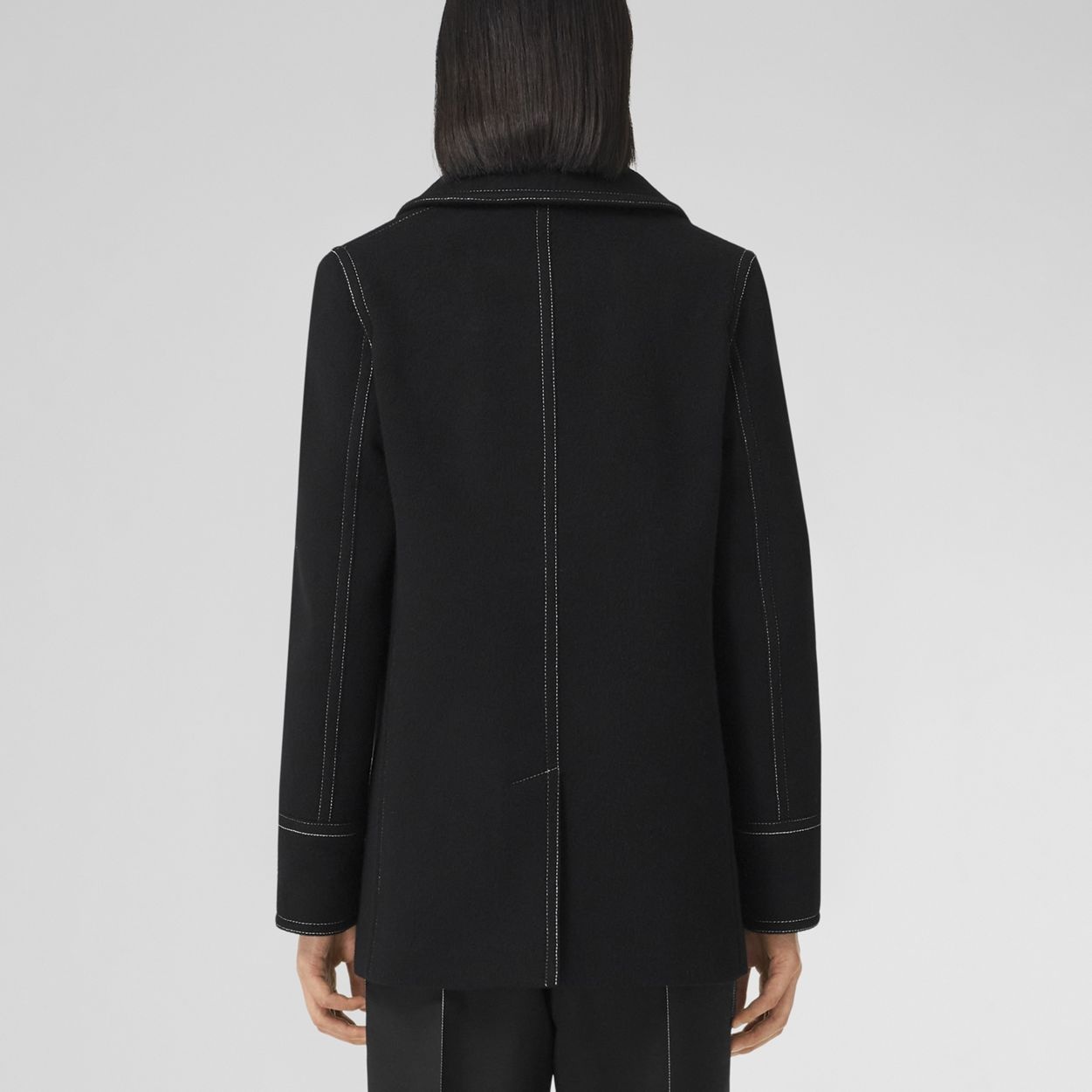 Topstitched Wool Cashmere Pea Coat - 3