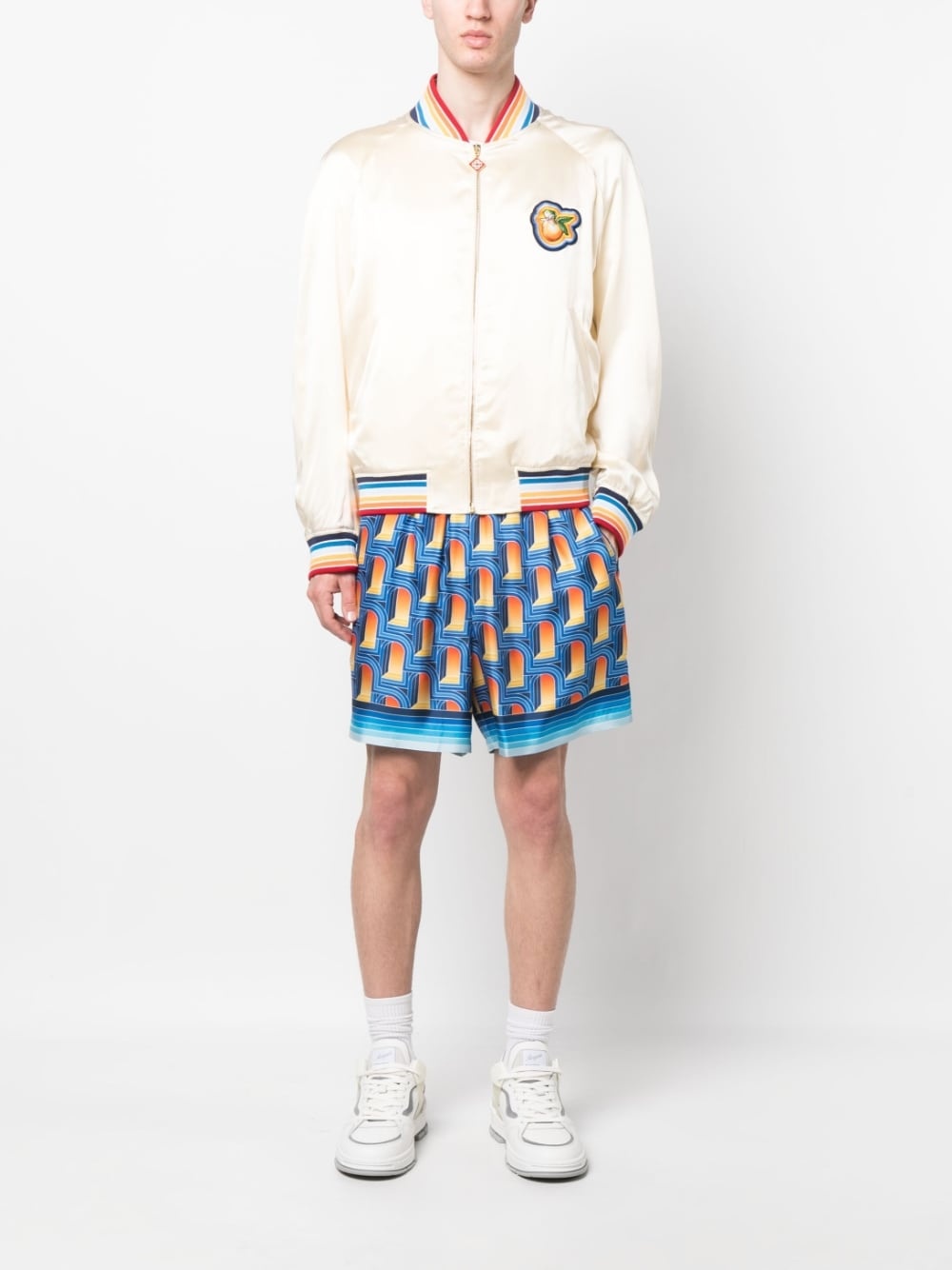 logo-patch bomber jacket - 2