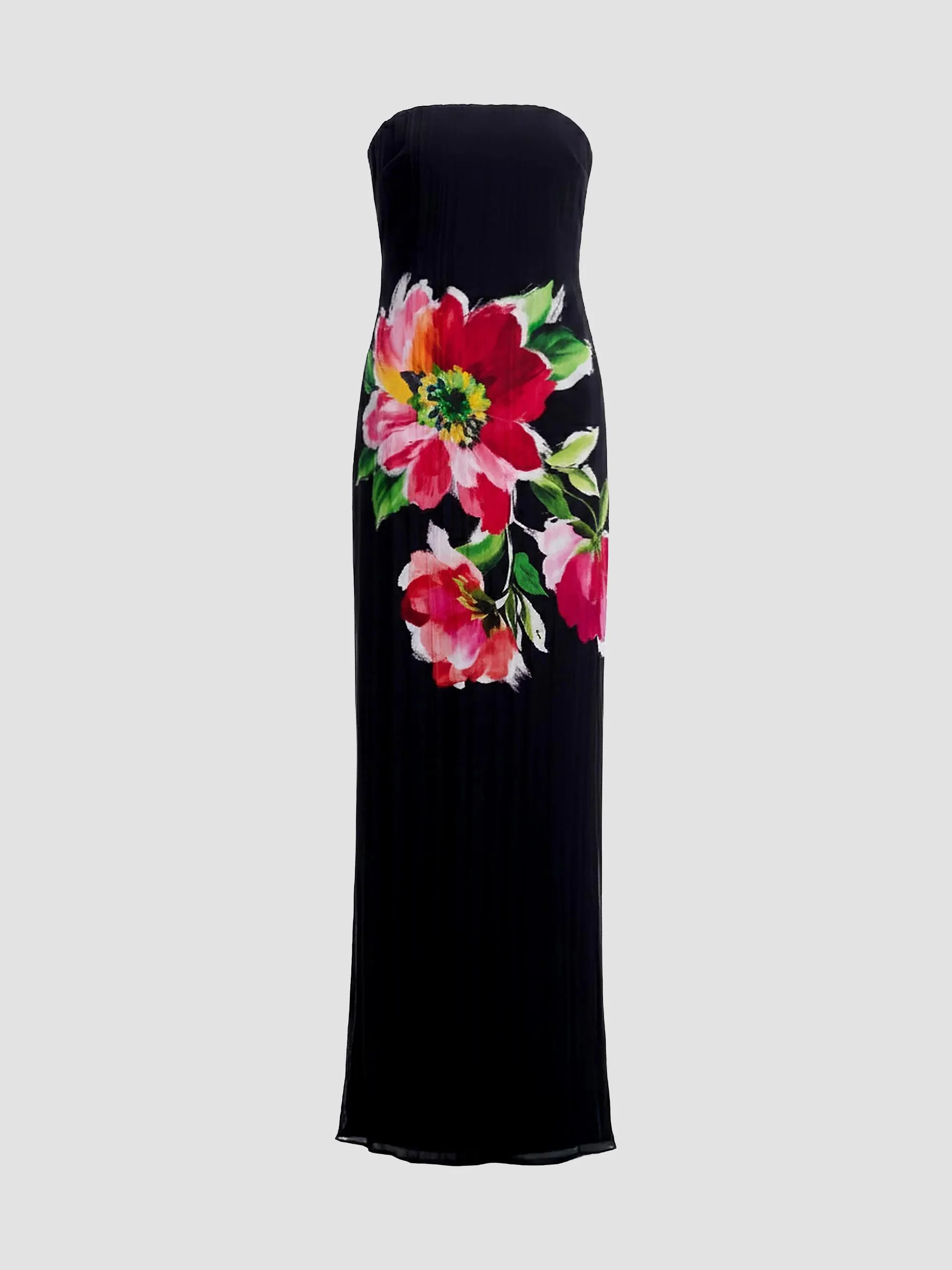Women's Linda Floral Strapless Gown - Black Multi - 1