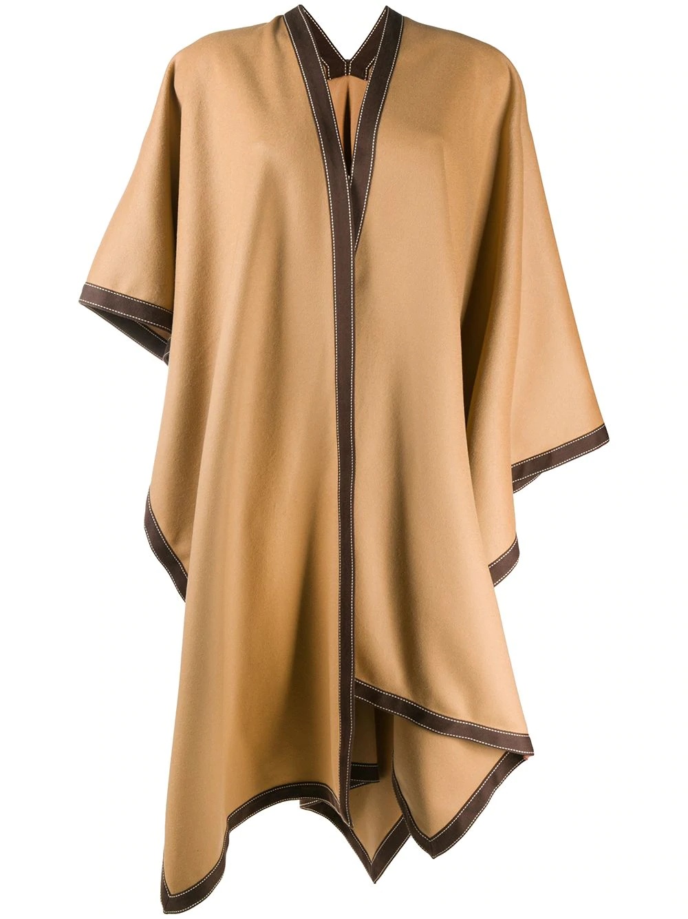 contrast-trim draped poncho - 1