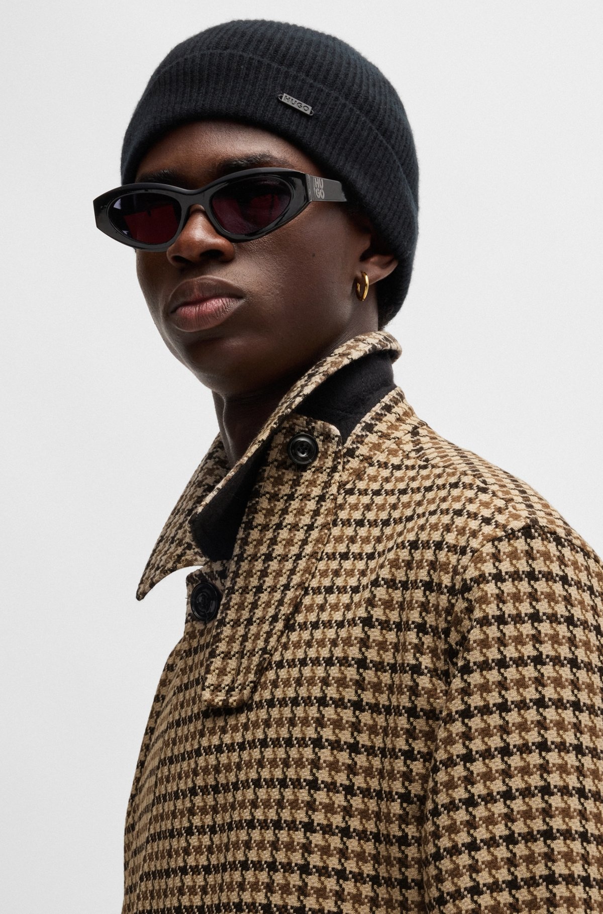 HOUNDSTOOTH-CHECK REGULAR-FIT COAT WITH CONCEALED CLOSURE - 3