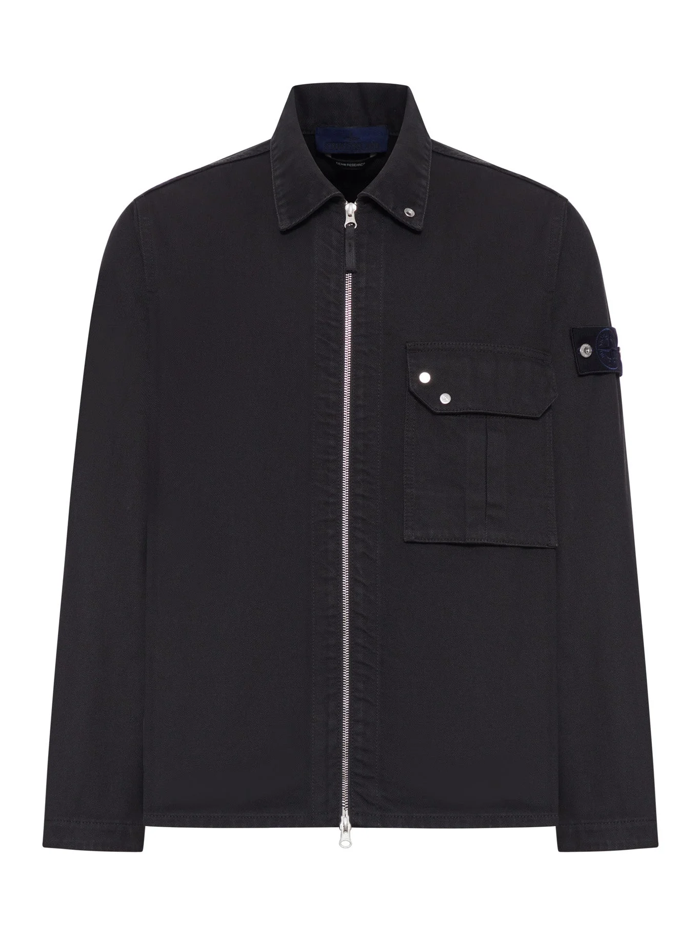COTTON OVERSHIRT WITH STONE ISLAND BADGE - 1