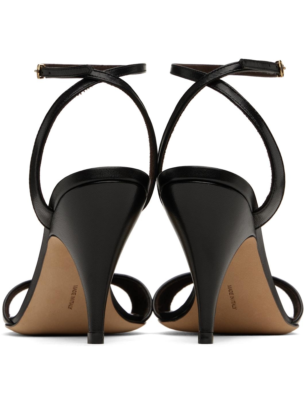 Black Vika Ankle Strap Heeled Sandals - 2
