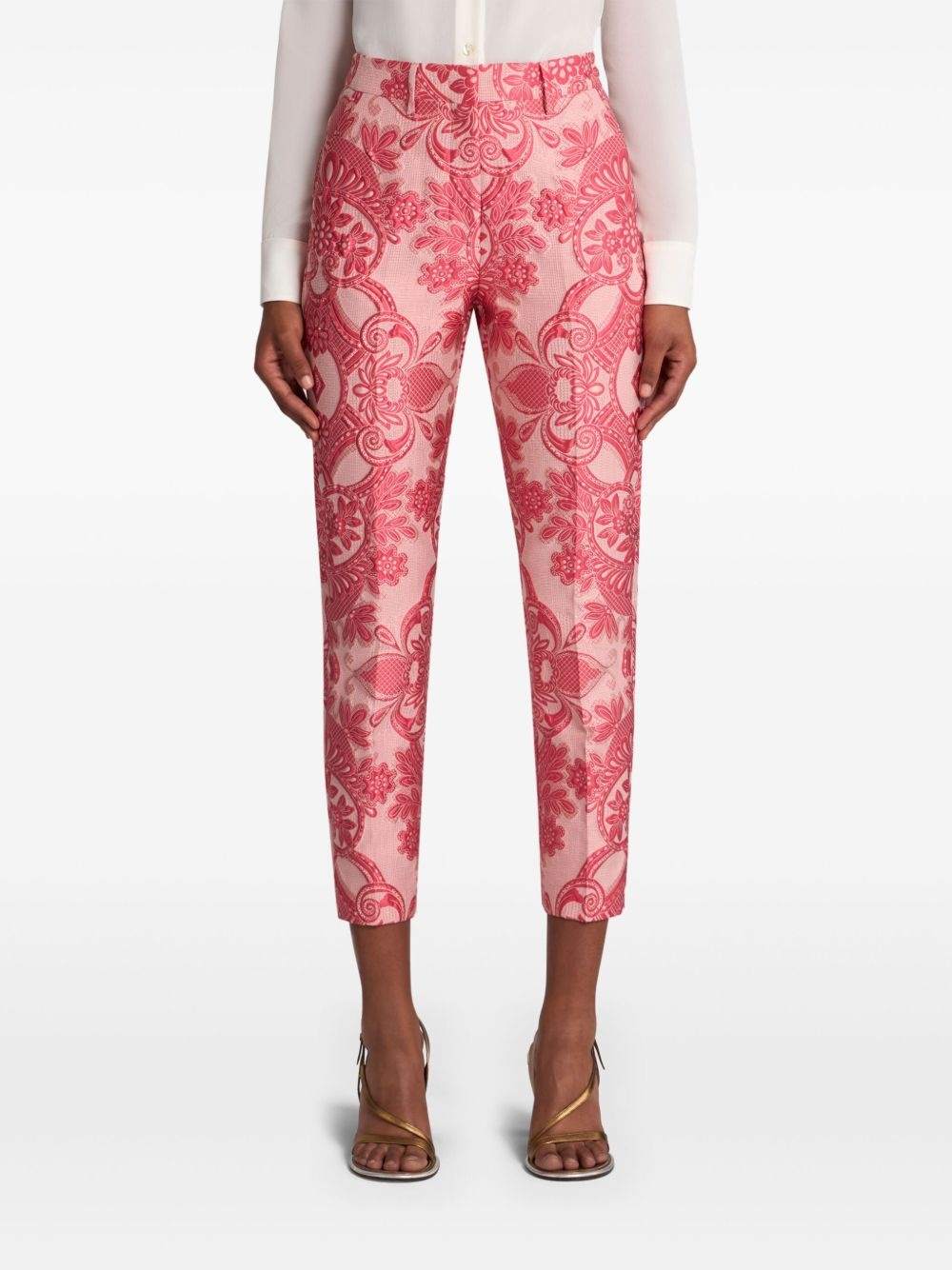 paisley-jacquard cigarette trousers - 3