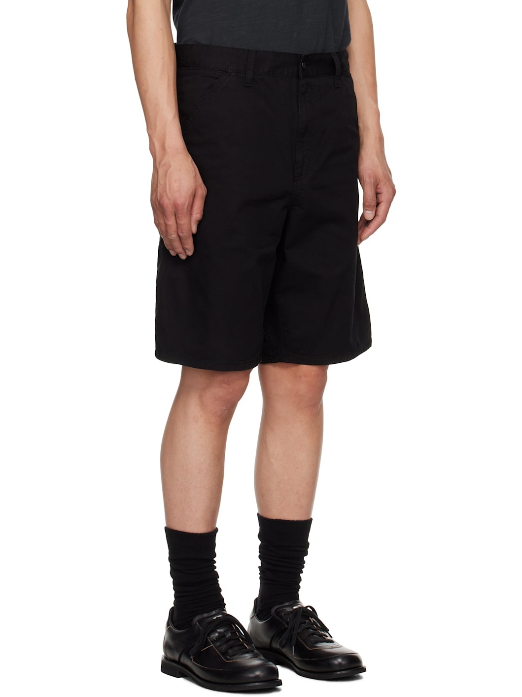 Black Single Knee Shorts - 2