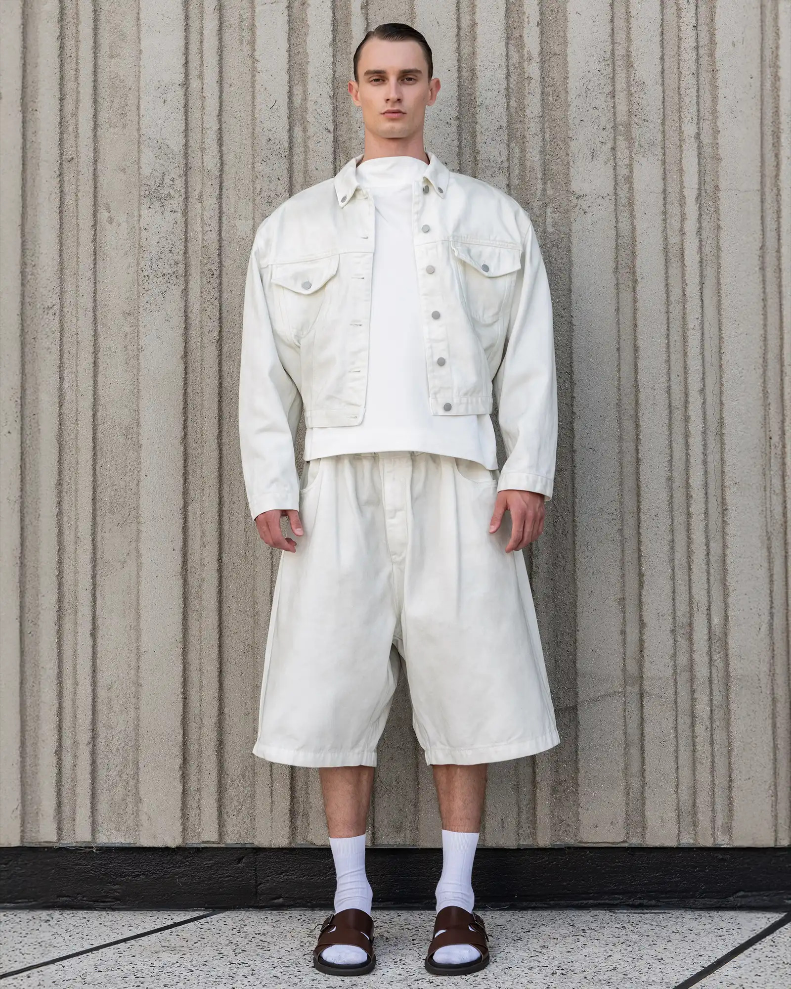 SHRUNKEN DENIM JACKET BONE - 7