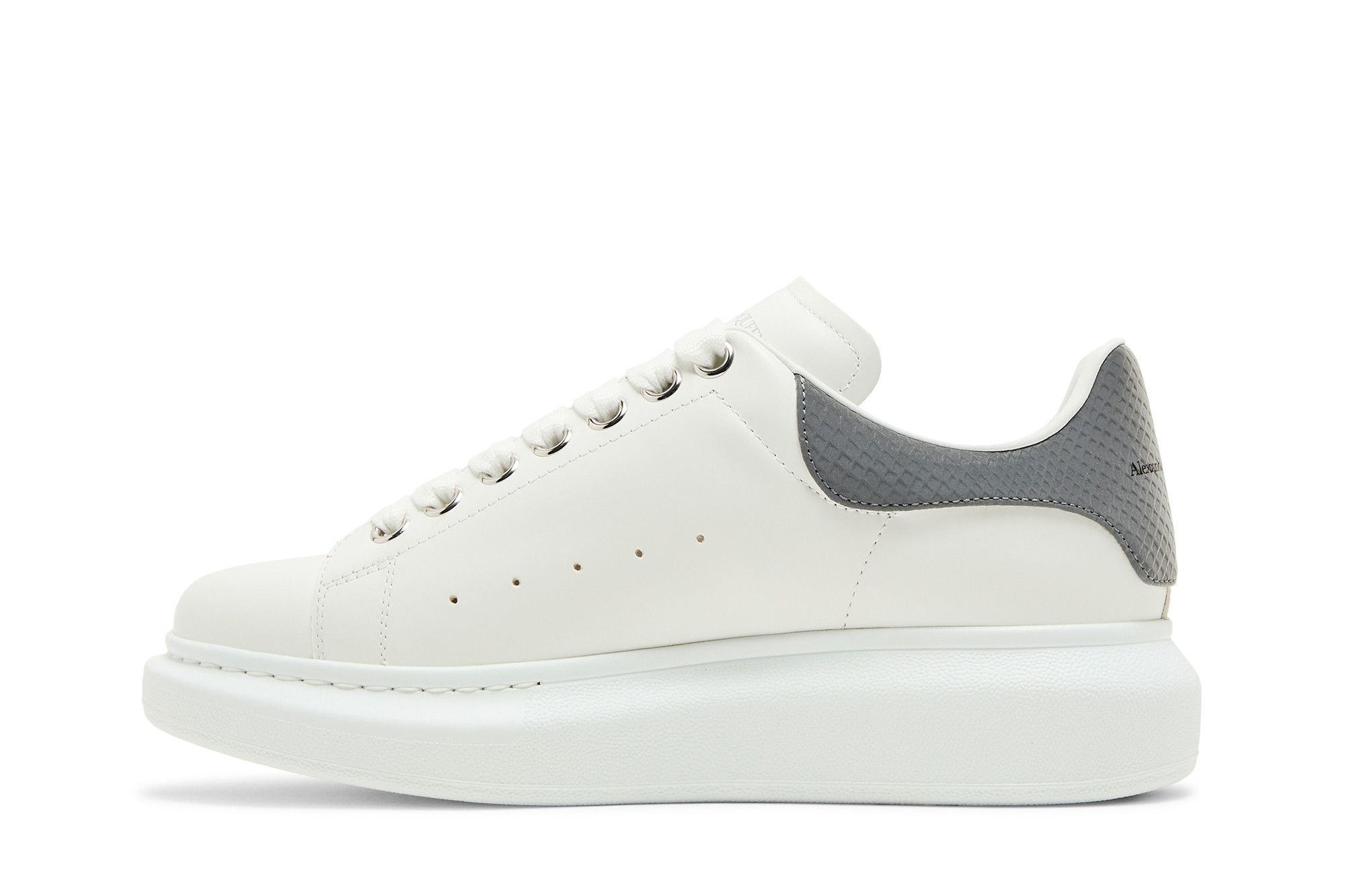 Alexander McQueen Wmns Oversized Sneaker 'White Grey Snakeskin' - 3