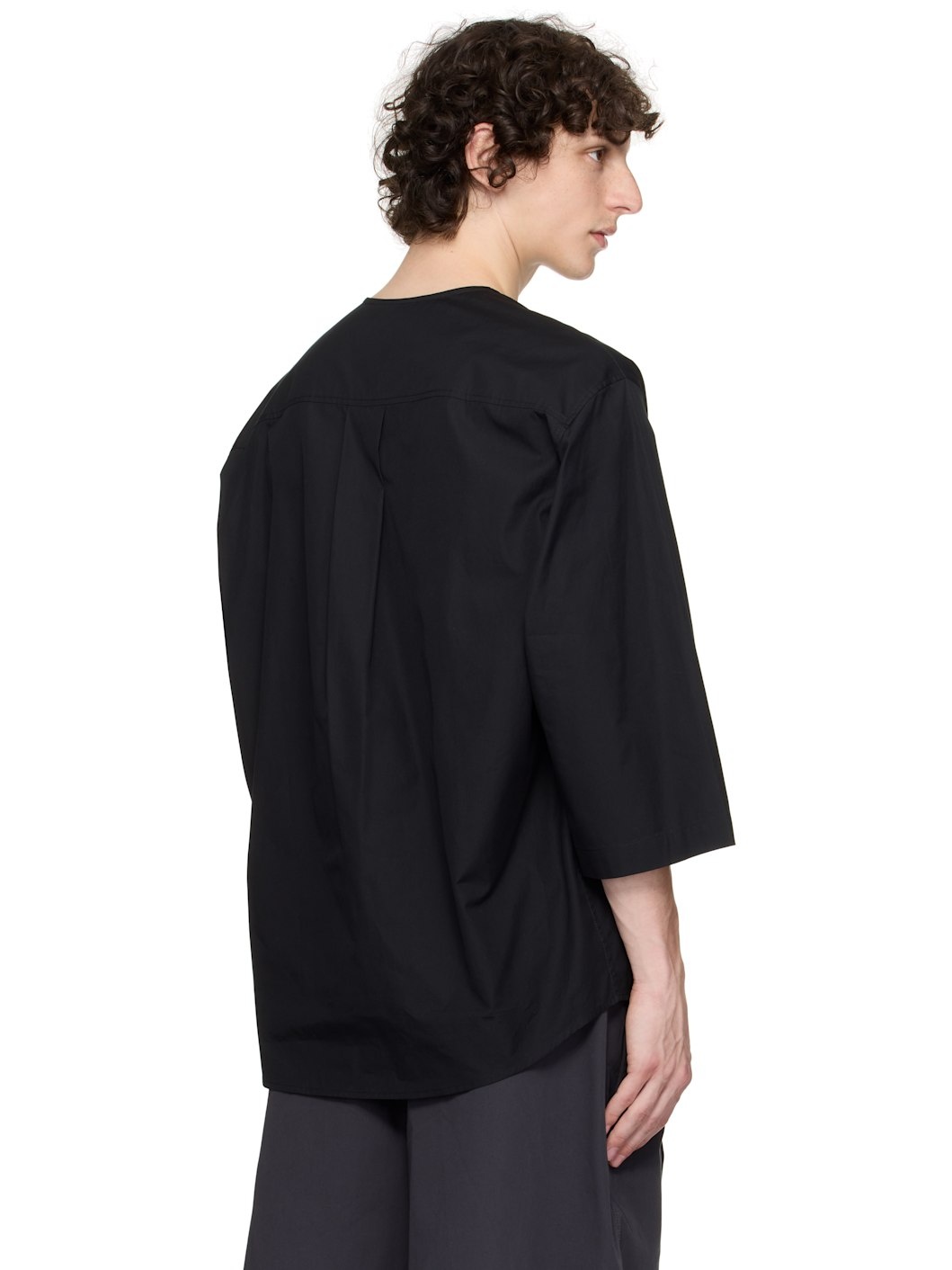 Black Short Sleeve Henley - 3