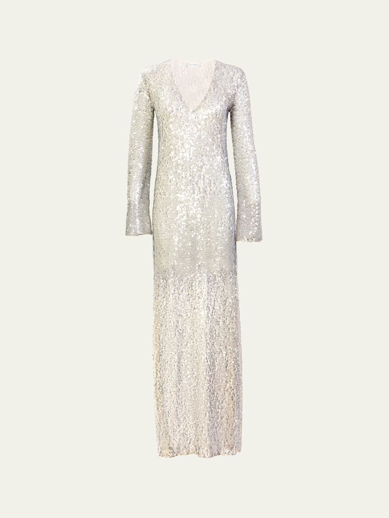 Nico Sequined Mesh Long-Sleeve Maxi Dress 1
