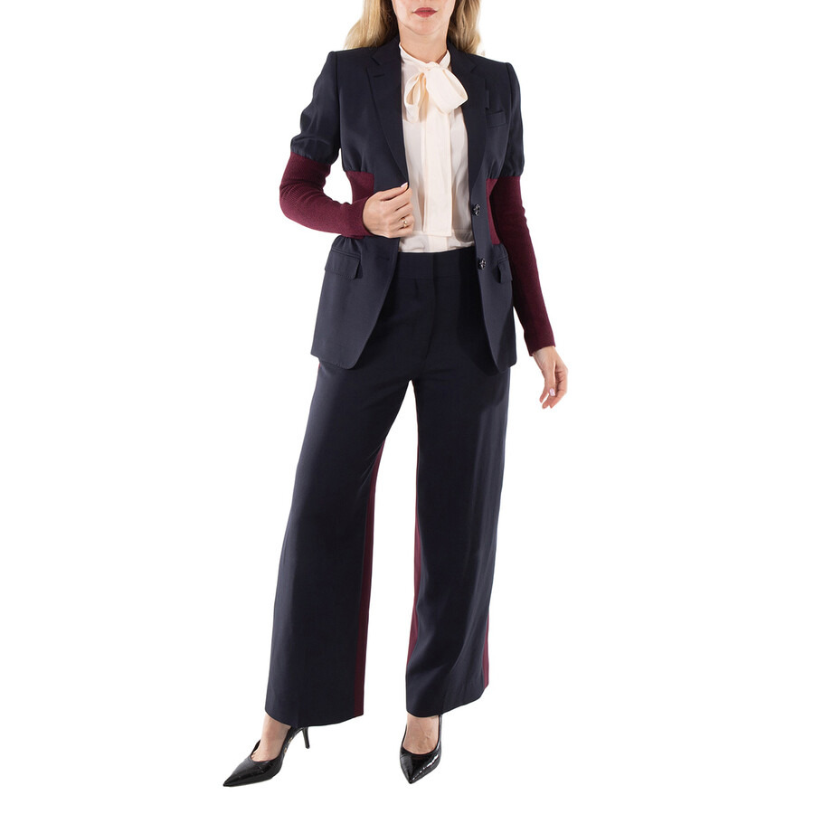 Burberry Ladies Navy Black Jane Tailored Trousers - 6