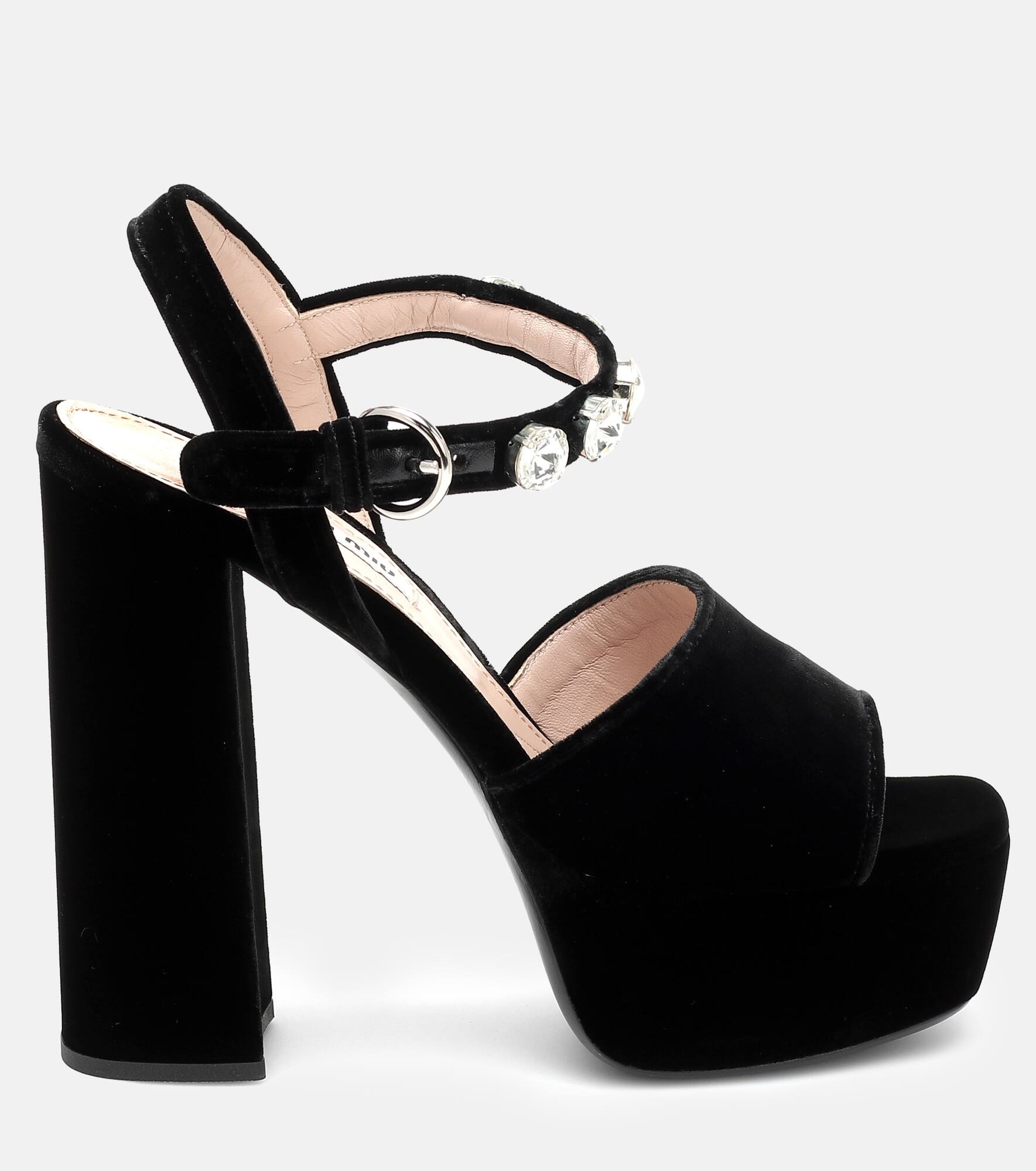 Embellished velvet platform sandals - 5