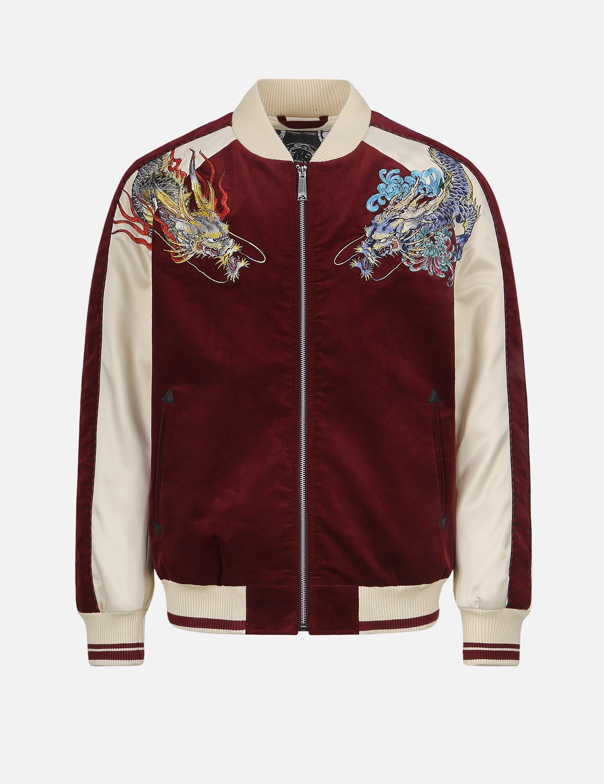 EVISU DRAGON EMBROIDERY FABRIC-MIXED SOUVENIR JACKET | REVERSIBLE