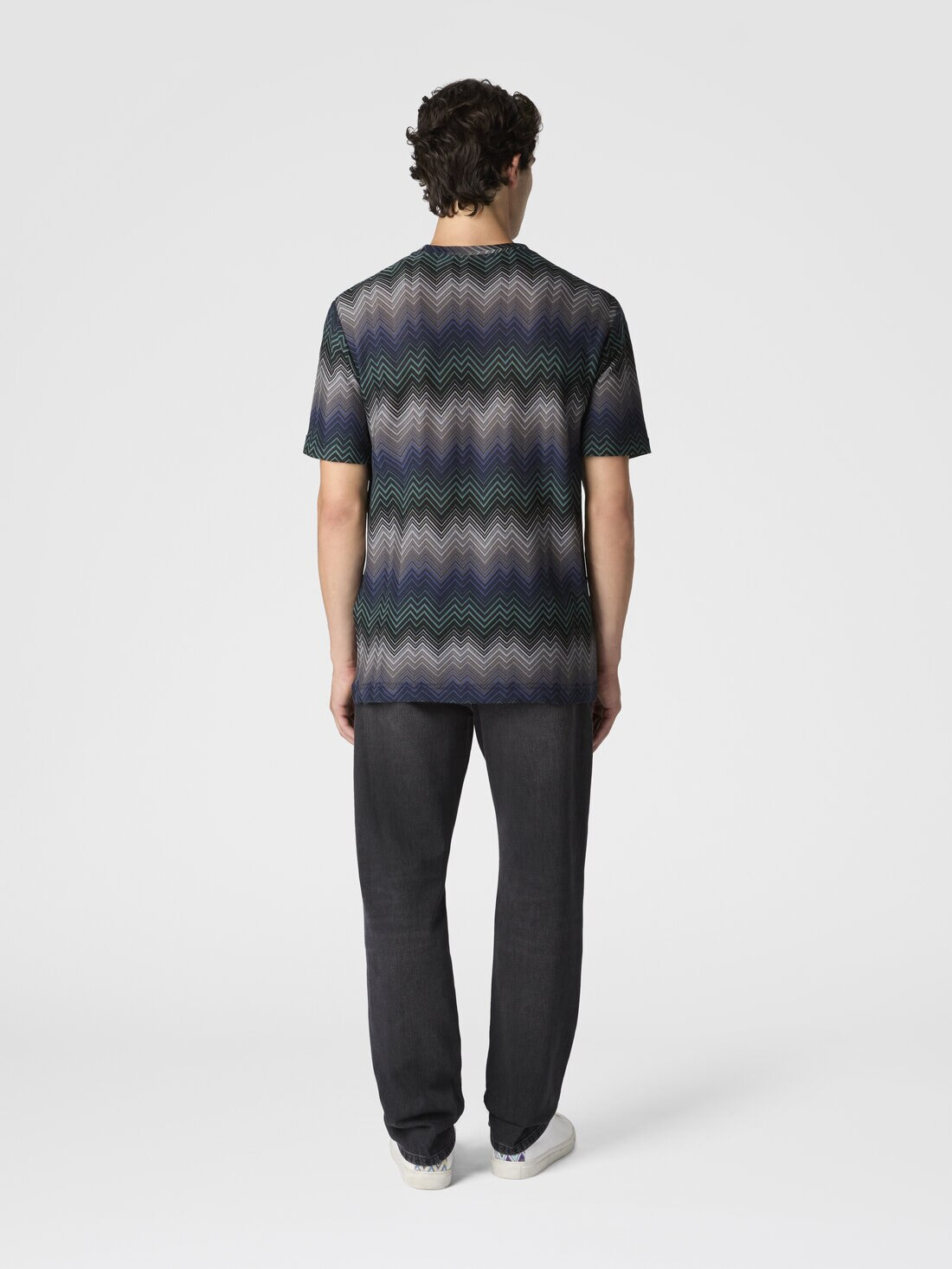 Crew Neck T-Shirt with Irregular Zigzag - 3