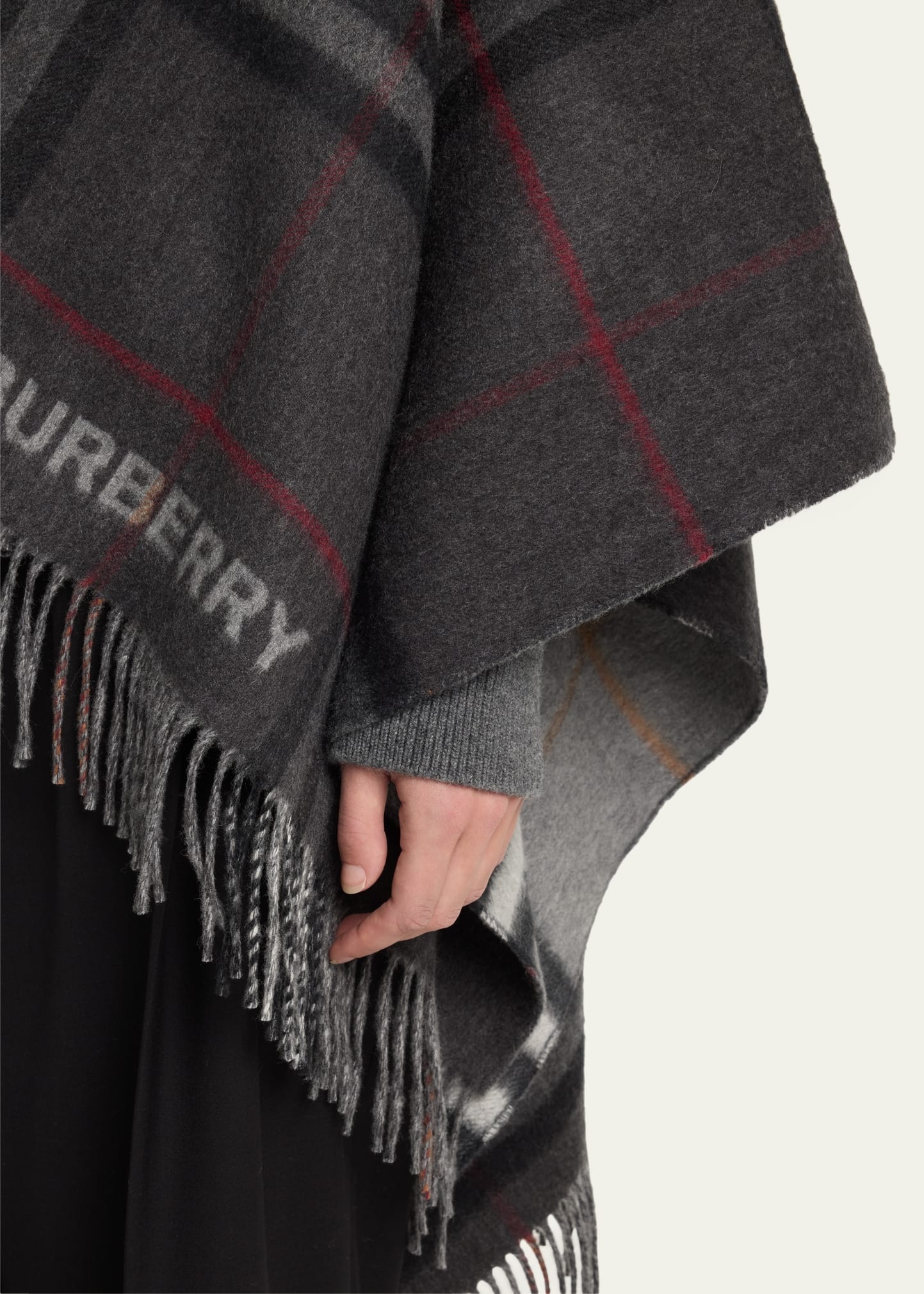 Giant Check Logo Cashmere-Blend Cape - 5