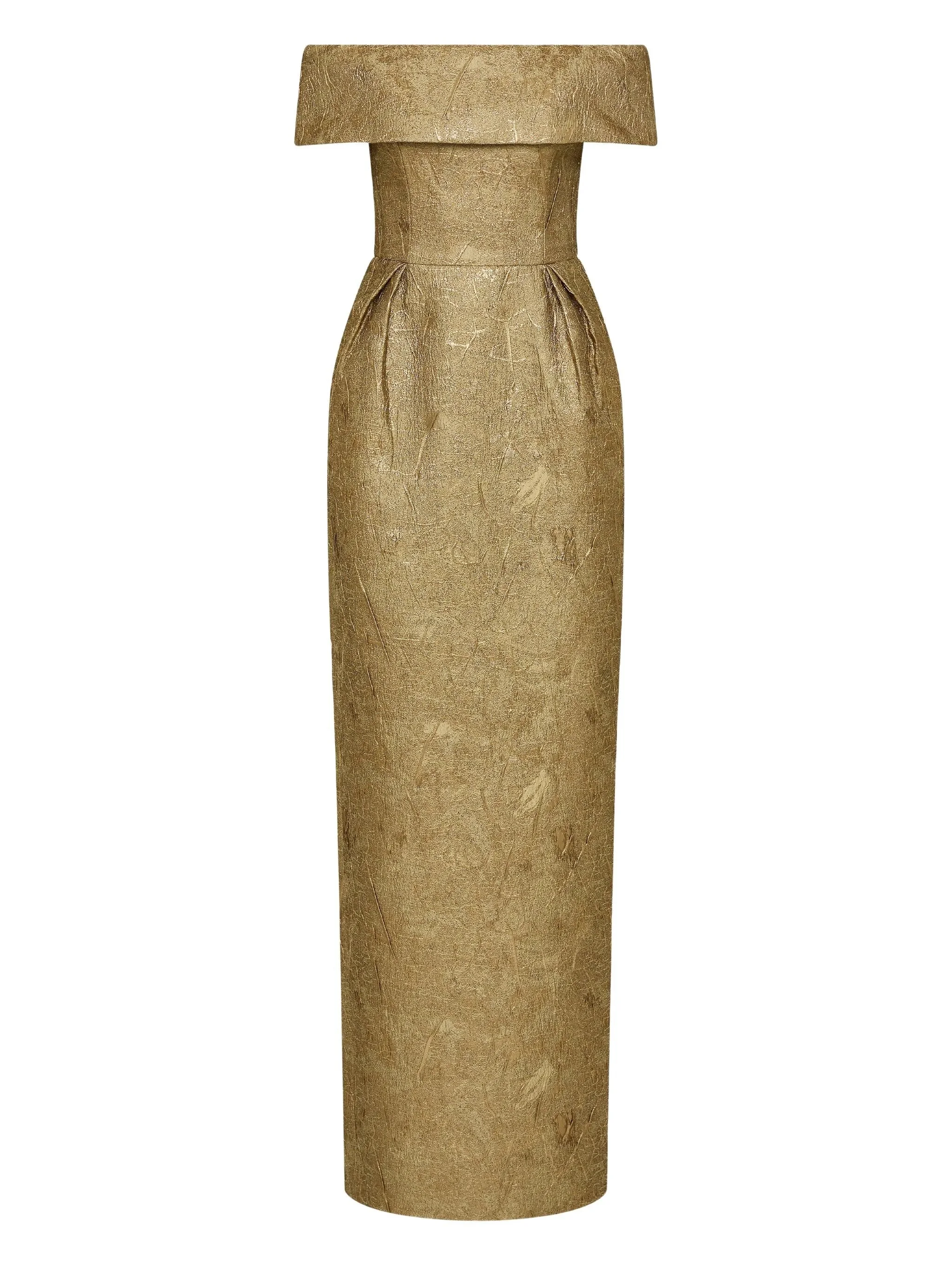 off-shoulder brocade gown - 1