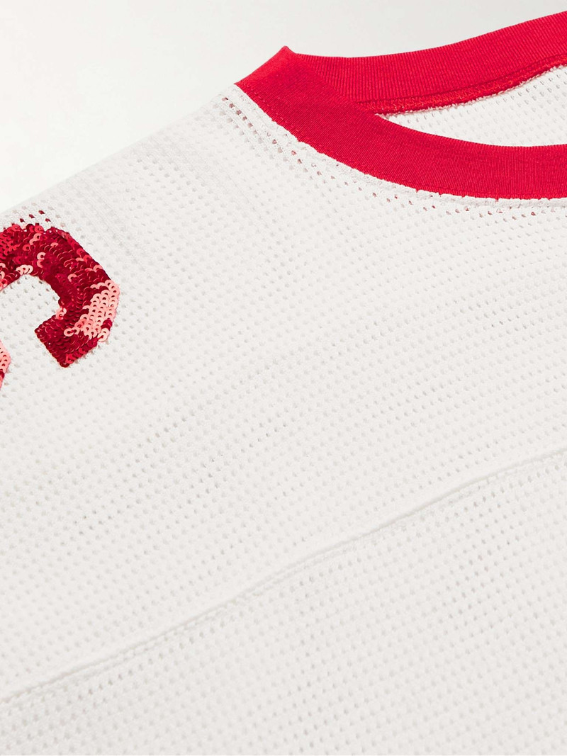 Oversized Sequin-Embellished Cotton-Mesh T-Shirt 4