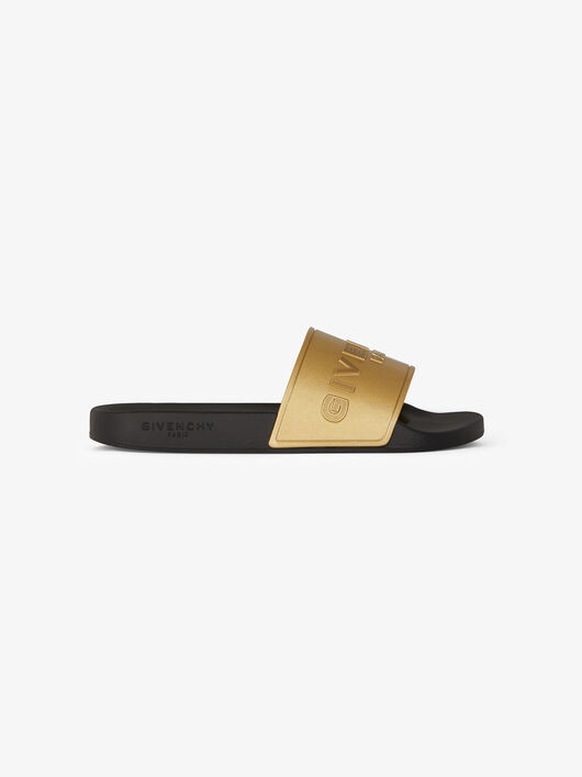 GIVENCHY PARIS METALLIZED FLAT SANDALS - 1