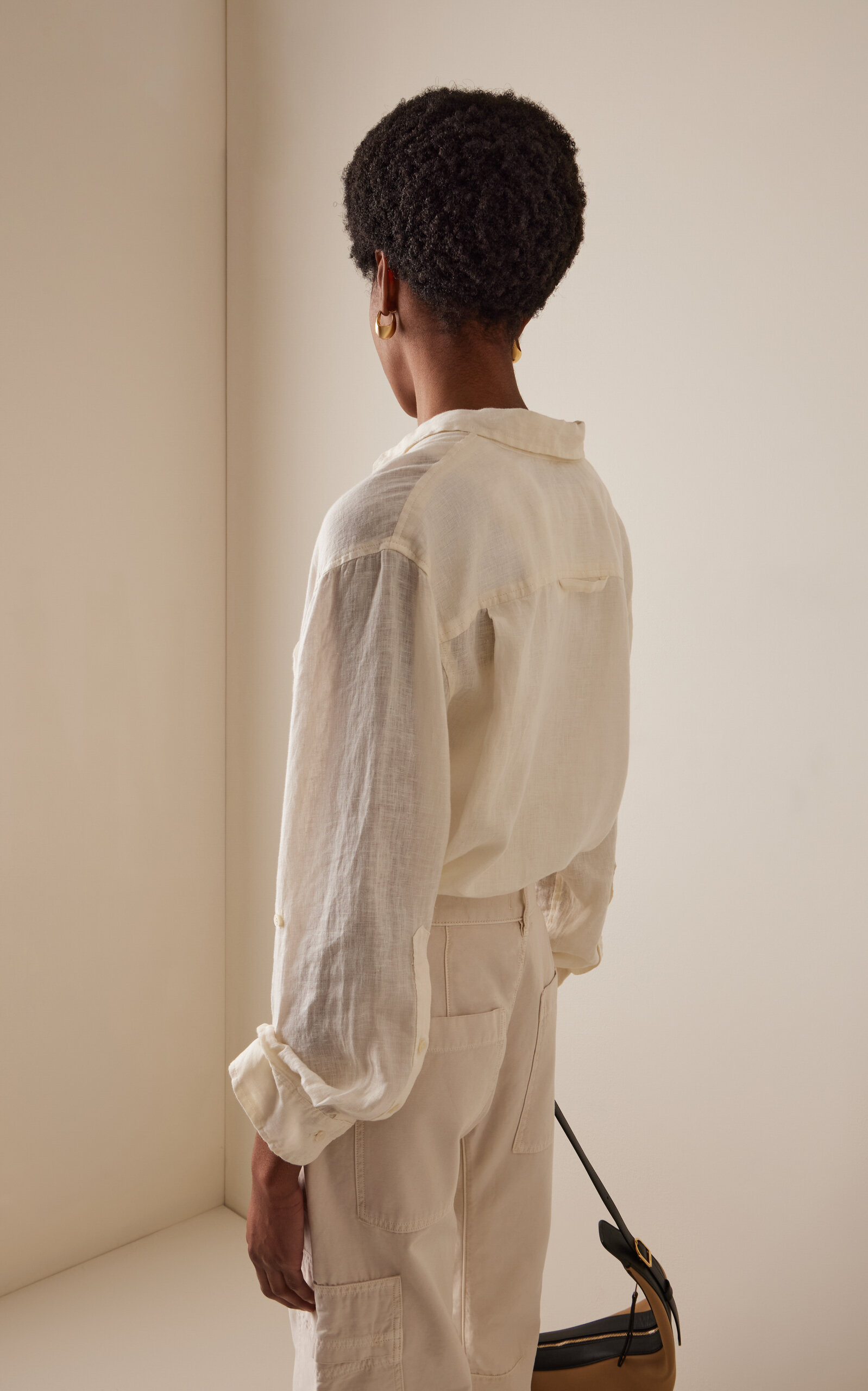 Kayla Shrunken Linen Shirt ivory - 4