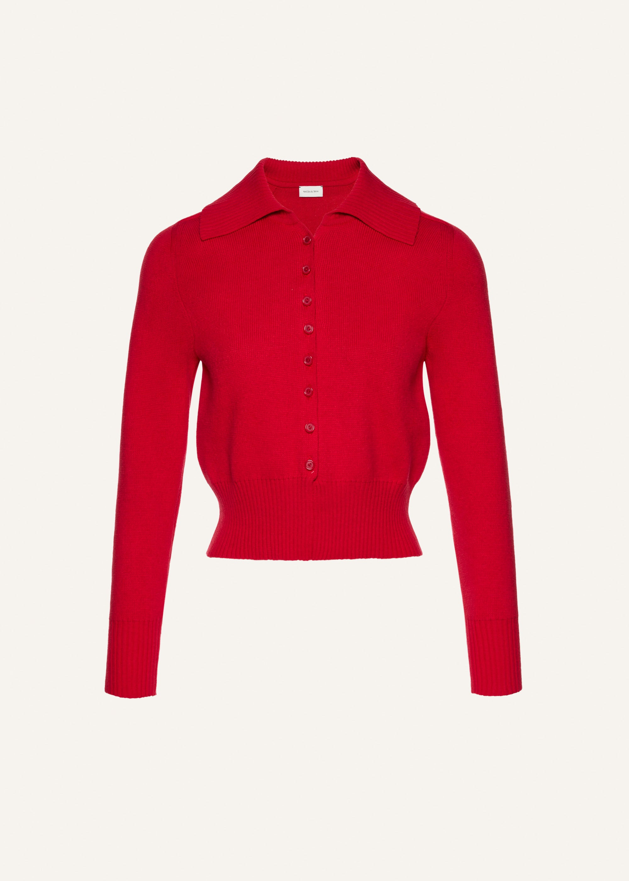Long-sleeve buttoned cropped sweater in red - 1