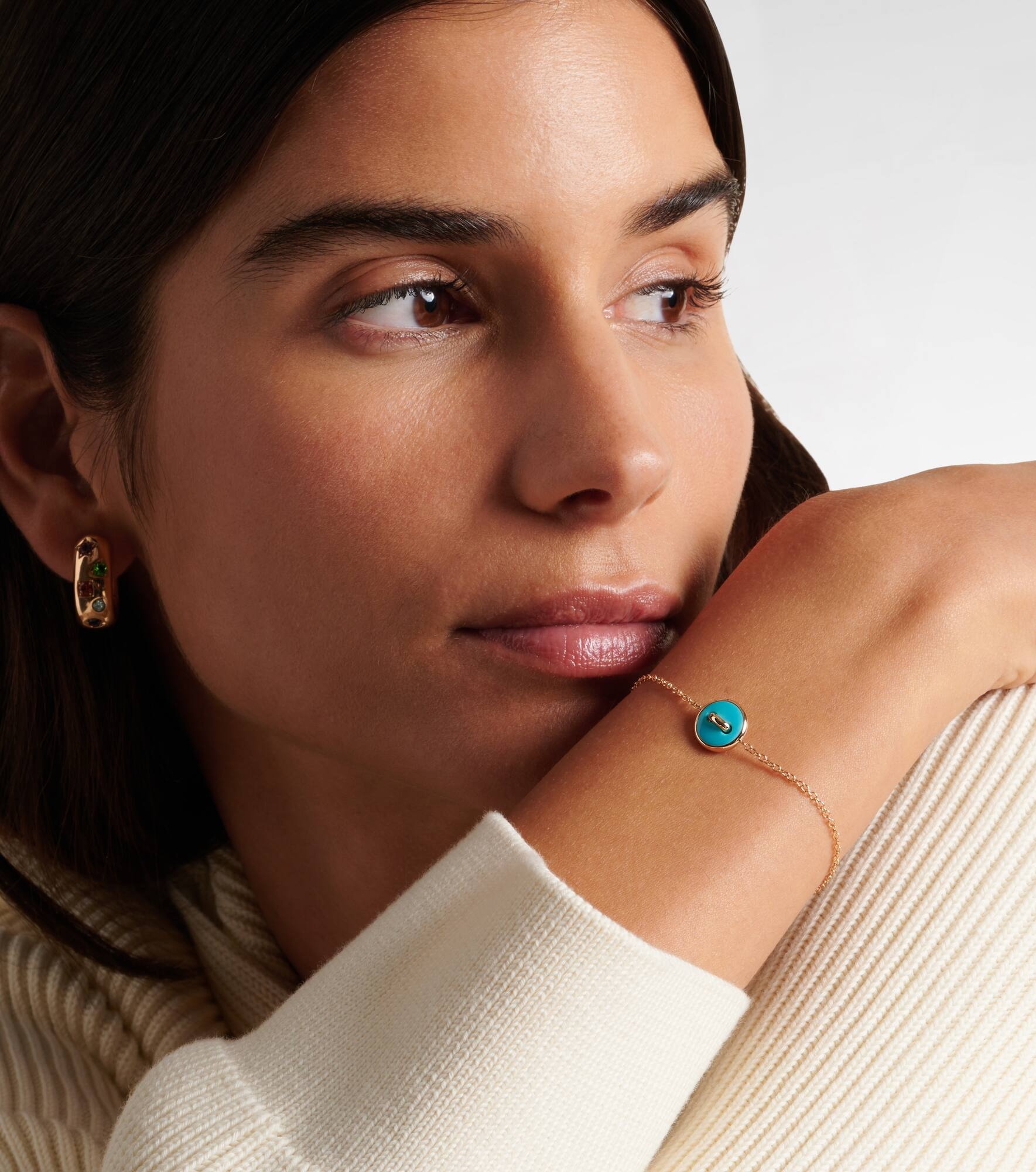 Pom Pom Dot 18kt rose gold pendant bracelet with turquoise and diamonds - 3
