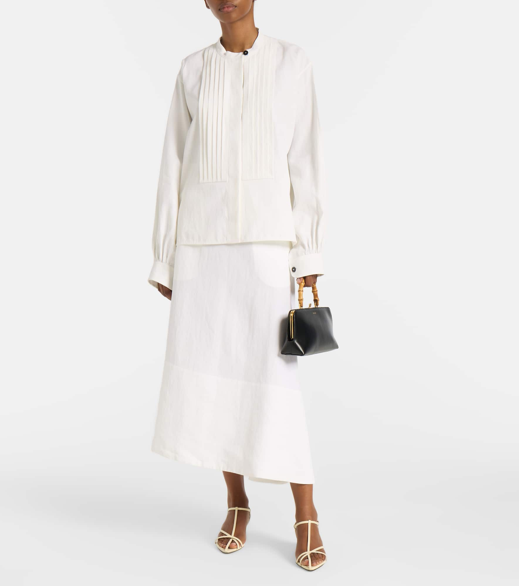 Asymmetric linen midi skirt - 2