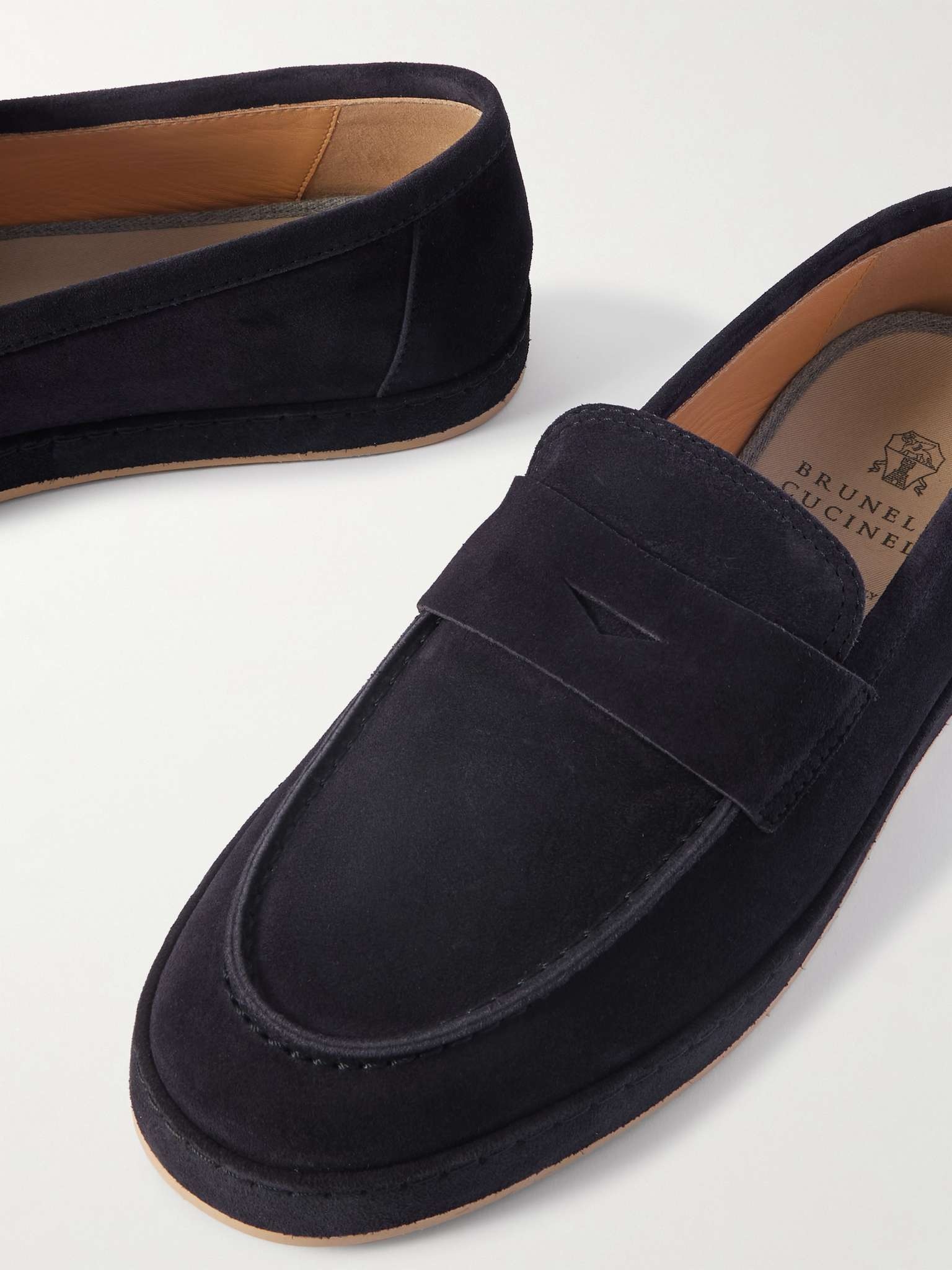 Washed-Suede Penny Loafers - 5