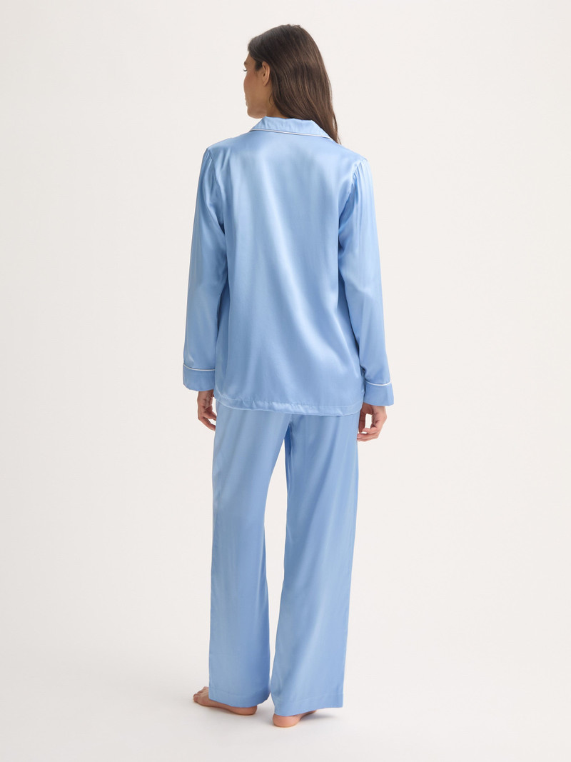 Women's Silk Pajamas Bailey Silk Cloud Blue 3