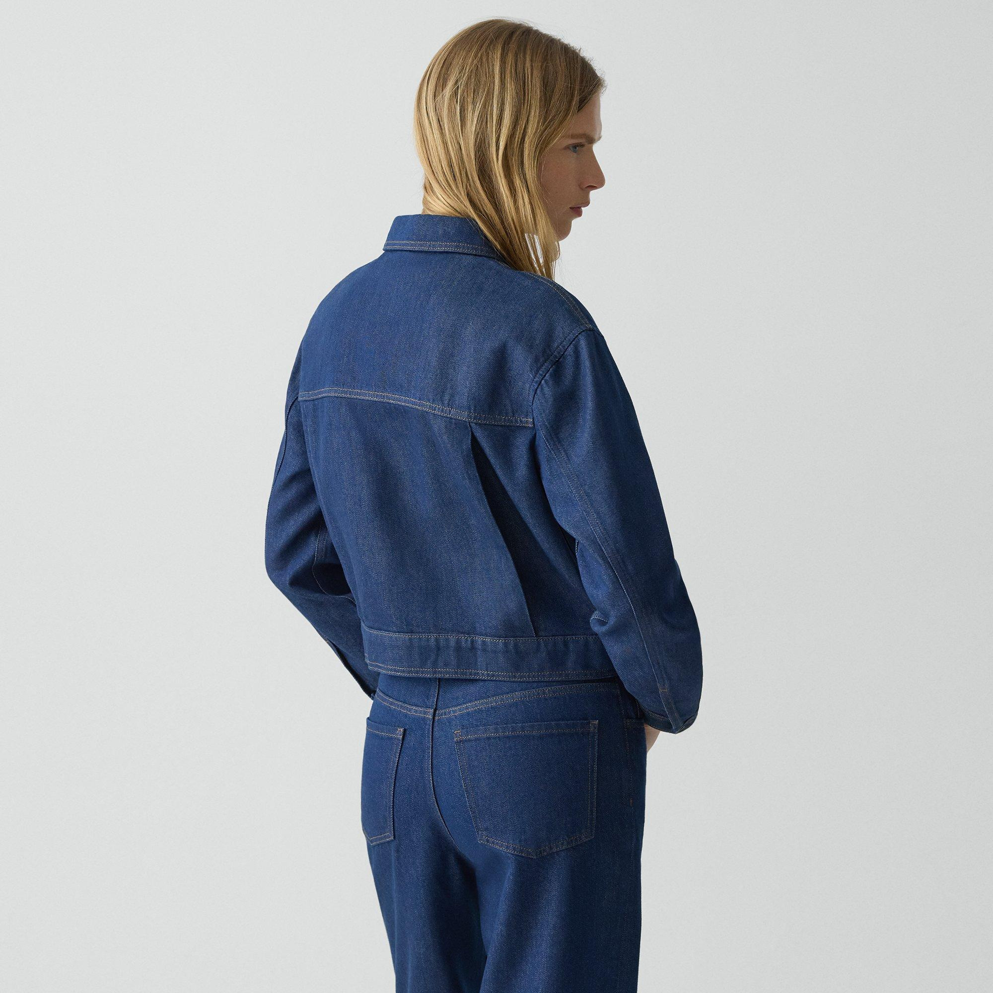 Cropped Track Jacket in Relaxed Denim - 4