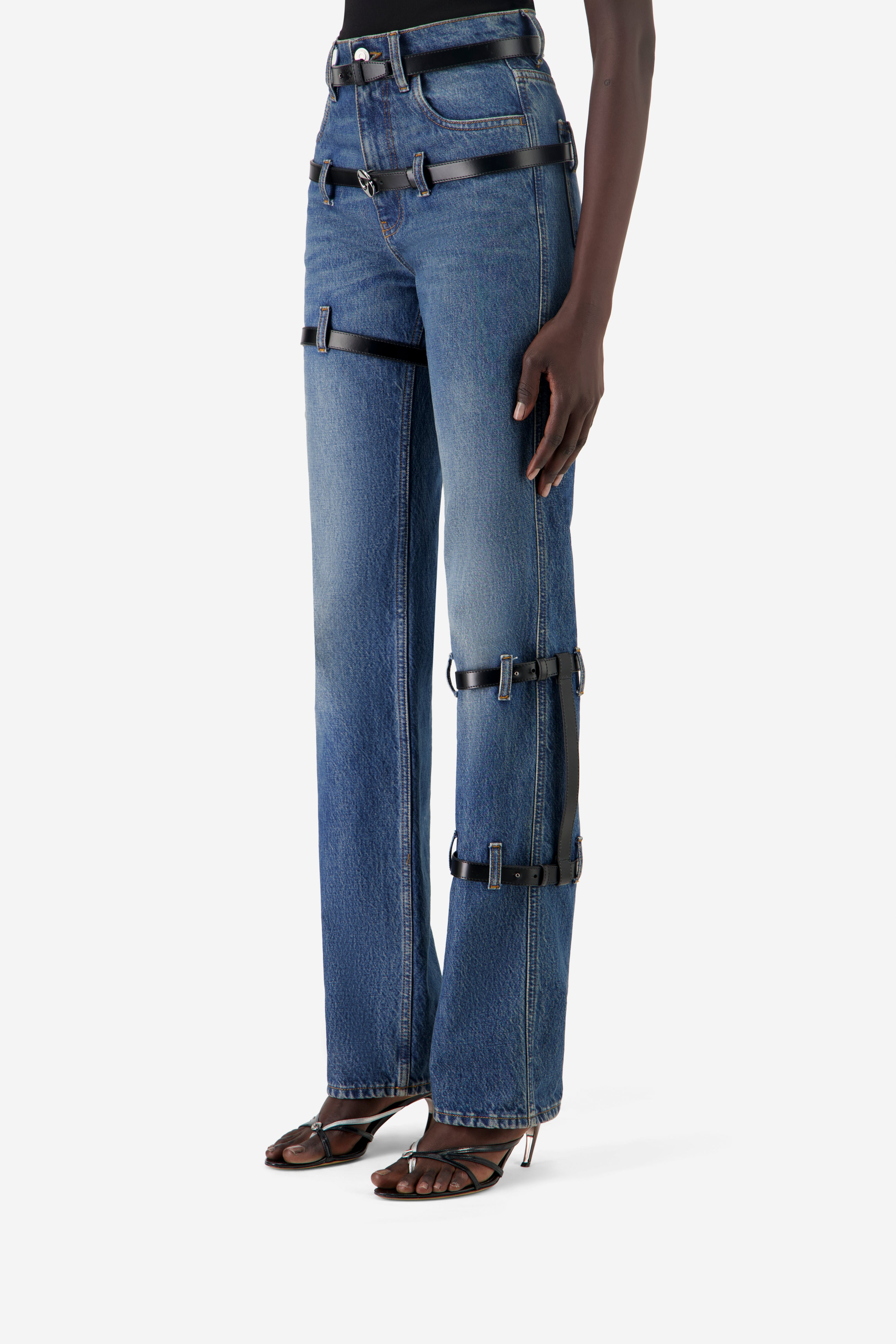 Multi Belt Denim Pants - 3
