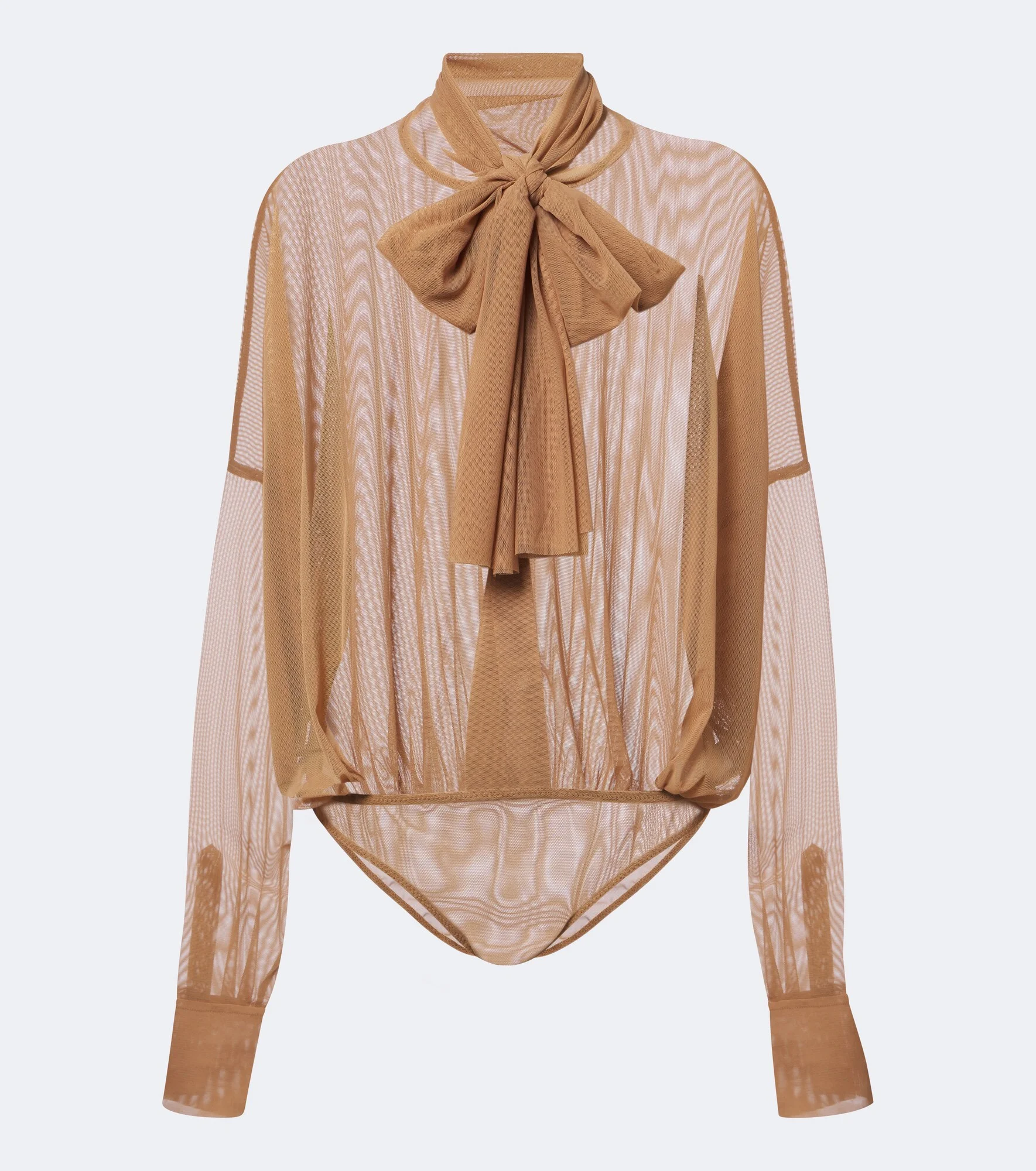 Sheer tie-neck mesh bodysuit - 1