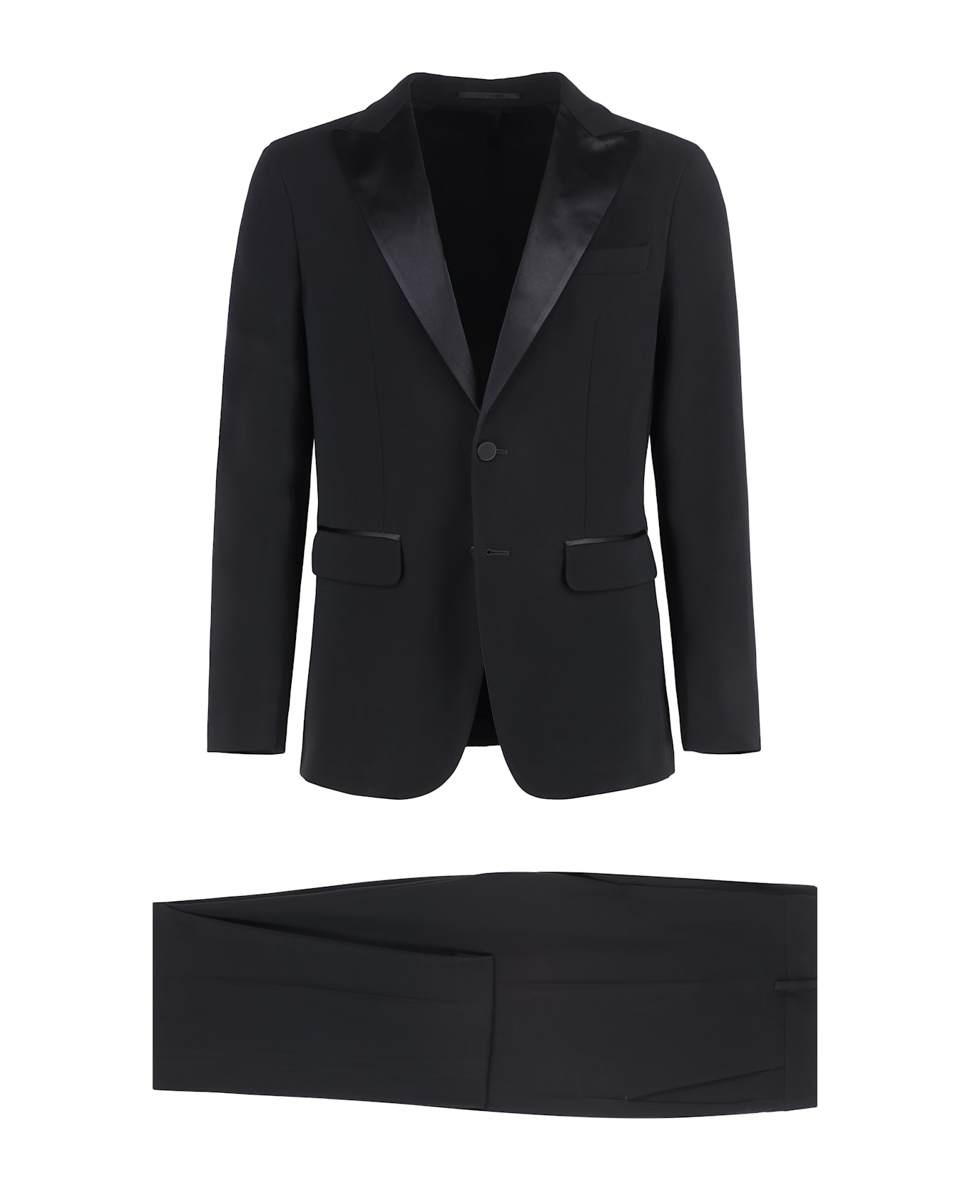 Miami Virgin Wool Two-pieces Suit With Satin Lapels - 2