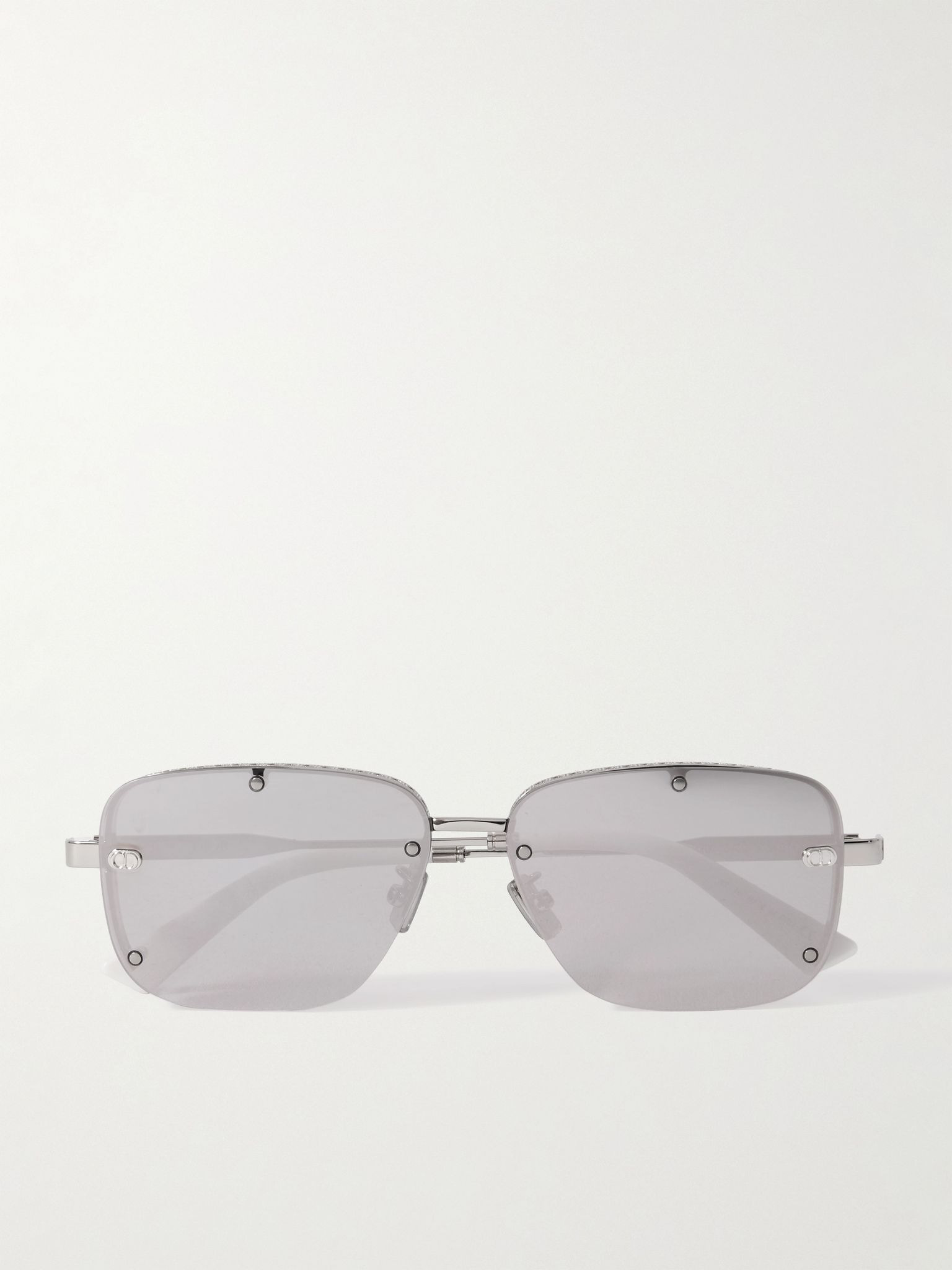 NeoDior S4U Rectangle-Frame Gunmetal-Tone Sunglasses Silver - 1