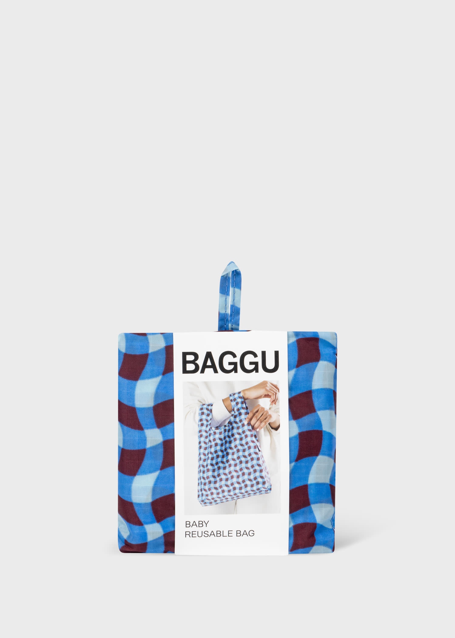 BAGGU Blue Wavy Gingham Baby Reusable Bag - 1