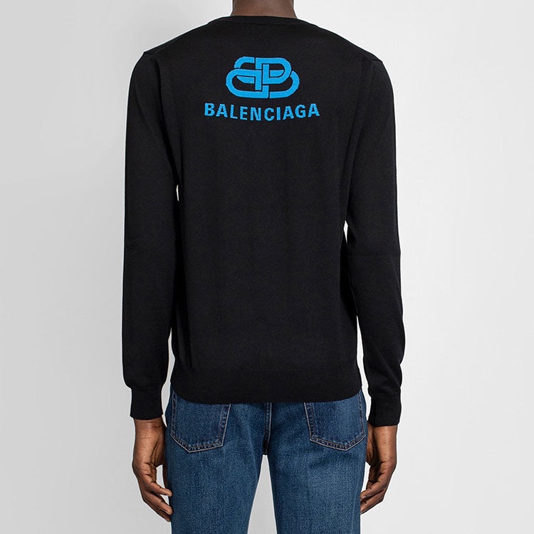 Balenciaga Back Print Interlocked BB Sweatshirt 'Black Blue' 583117T14391710 - 4