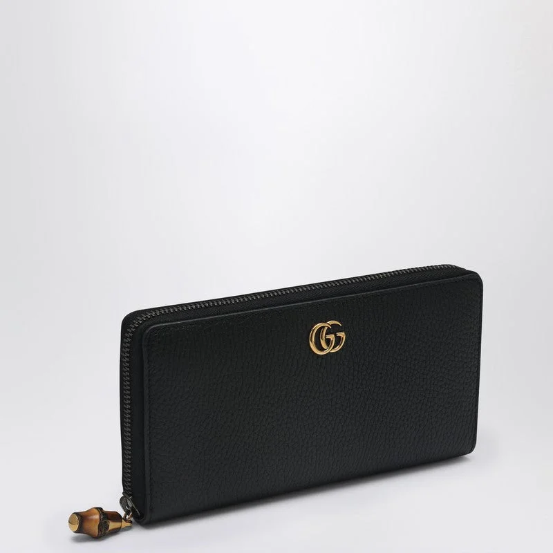 Gucci Black Zip Around Wallet With Bamboo Detail Women - 1