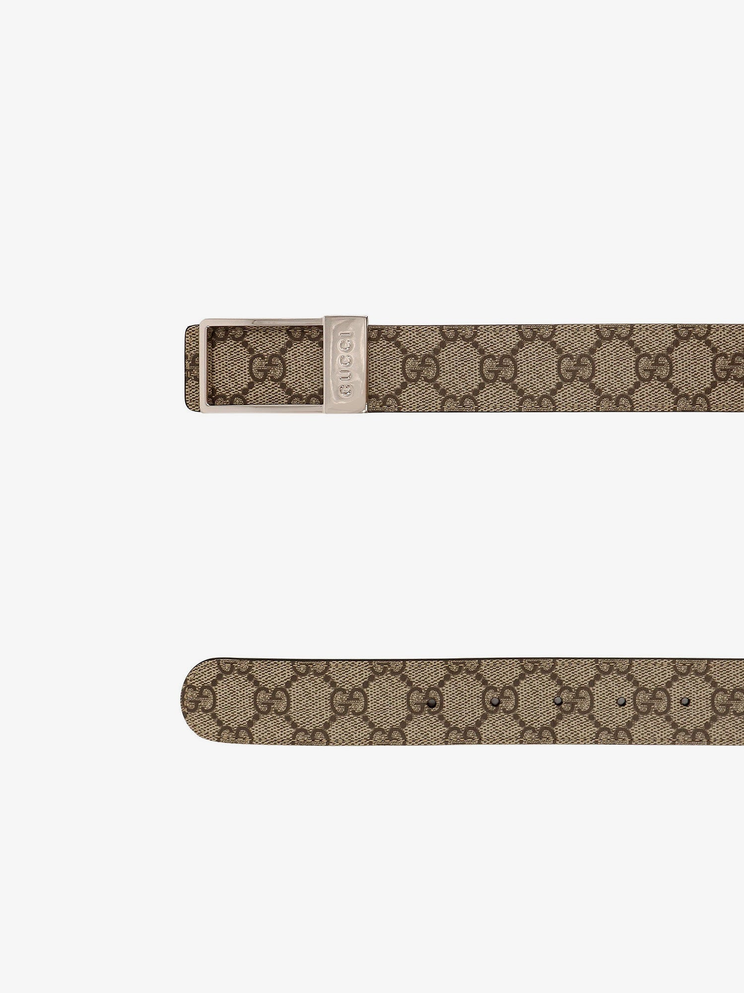 Gucci Men New Frame Gg Supreme Fabric And Leather Belt - 2