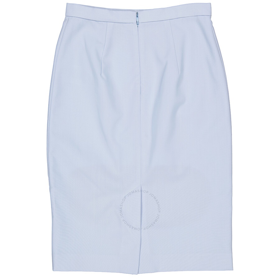 Burberry Pale Blue Wool Canvas Step-through Pencil Skirt - 2