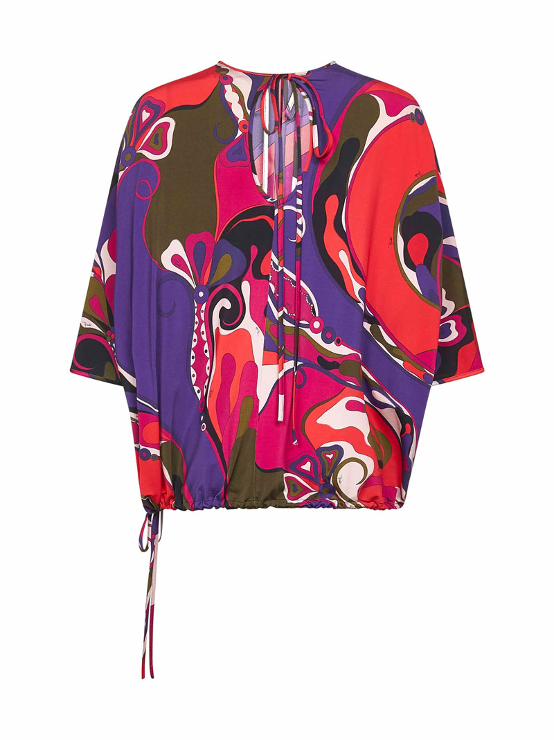 PUCCI Orchidee print stretch viscose cape blouse outlook