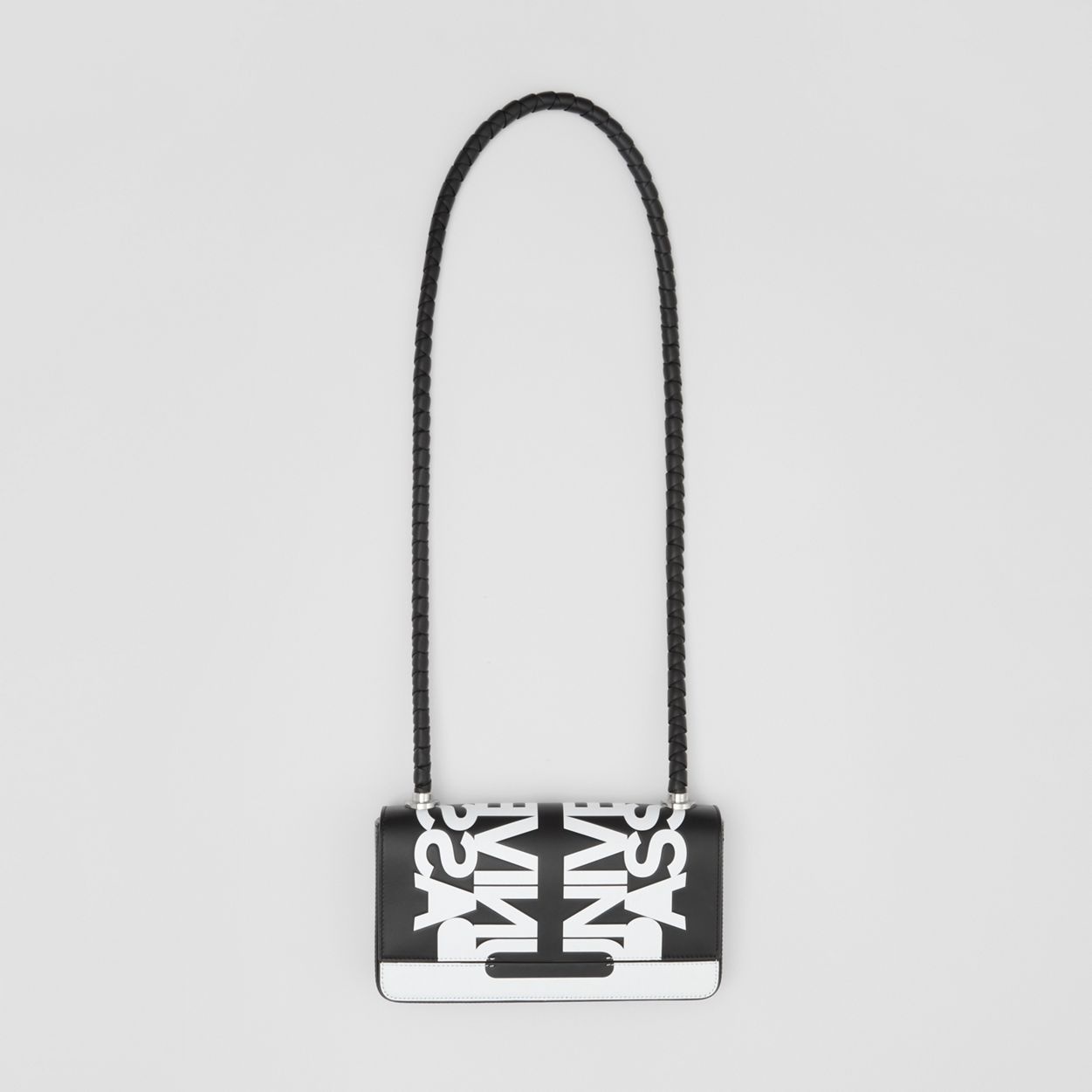 Slogan Print Leather Crossbody Bag - 5