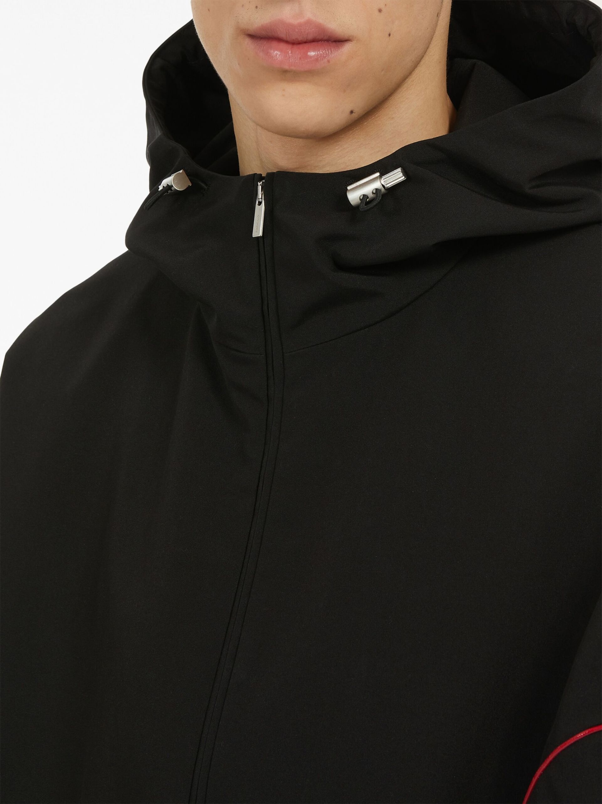 Black Zip-Front Hooded Jacket - 5