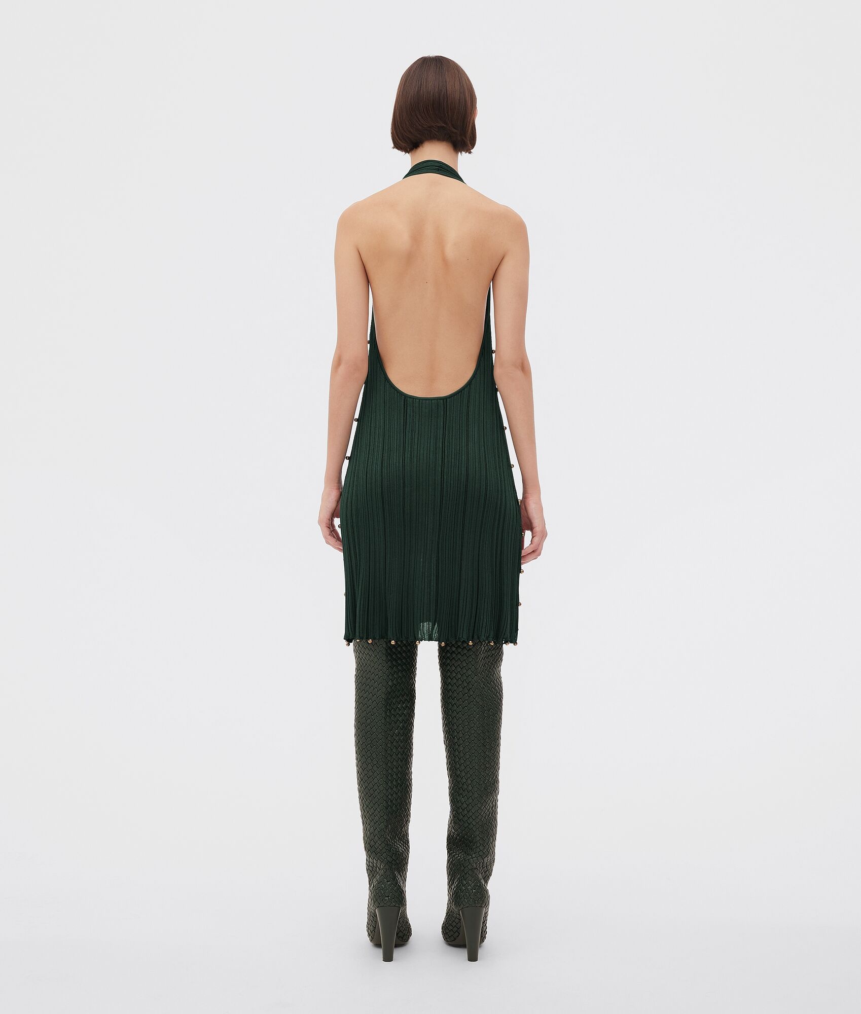 ワンピース BOTTEGA VENETA Bottle Green Polyester Blend Mini Dress Bottega Veneta Bottega Veneta Woman Bottle Green Polyester