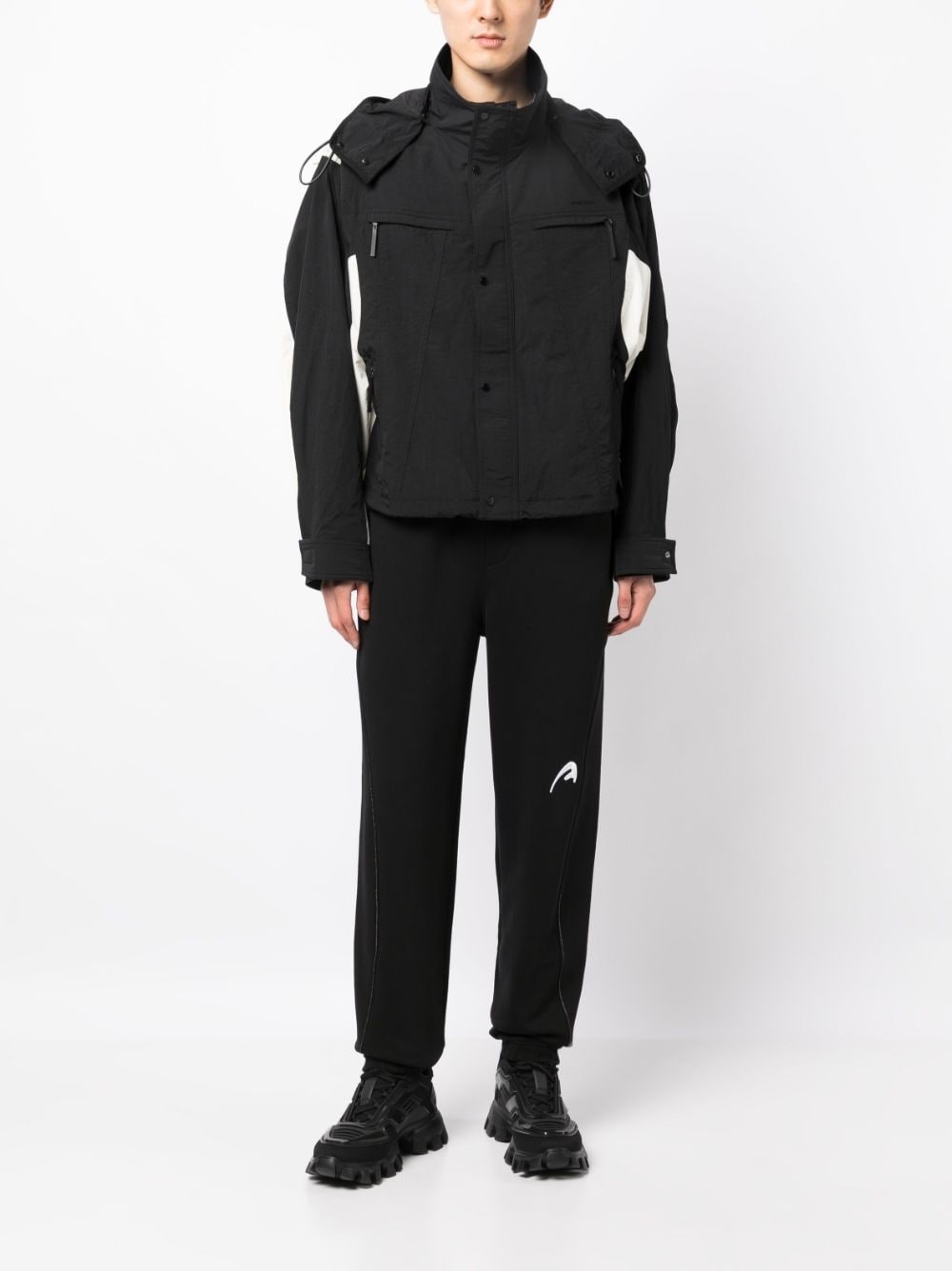 logo-embroidered cotton drawstring trousers - 2