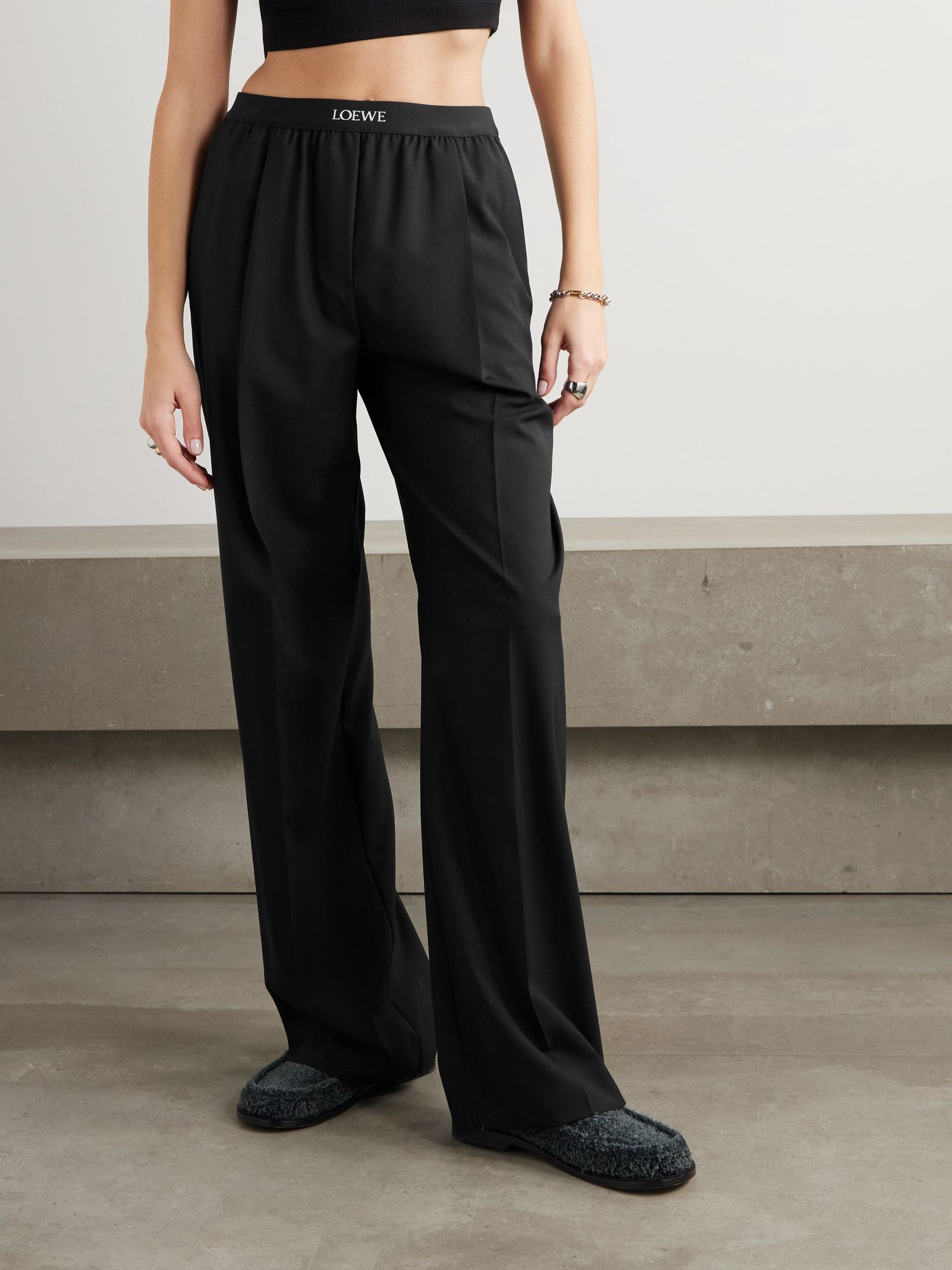 Wool straight-leg pants Black - 3